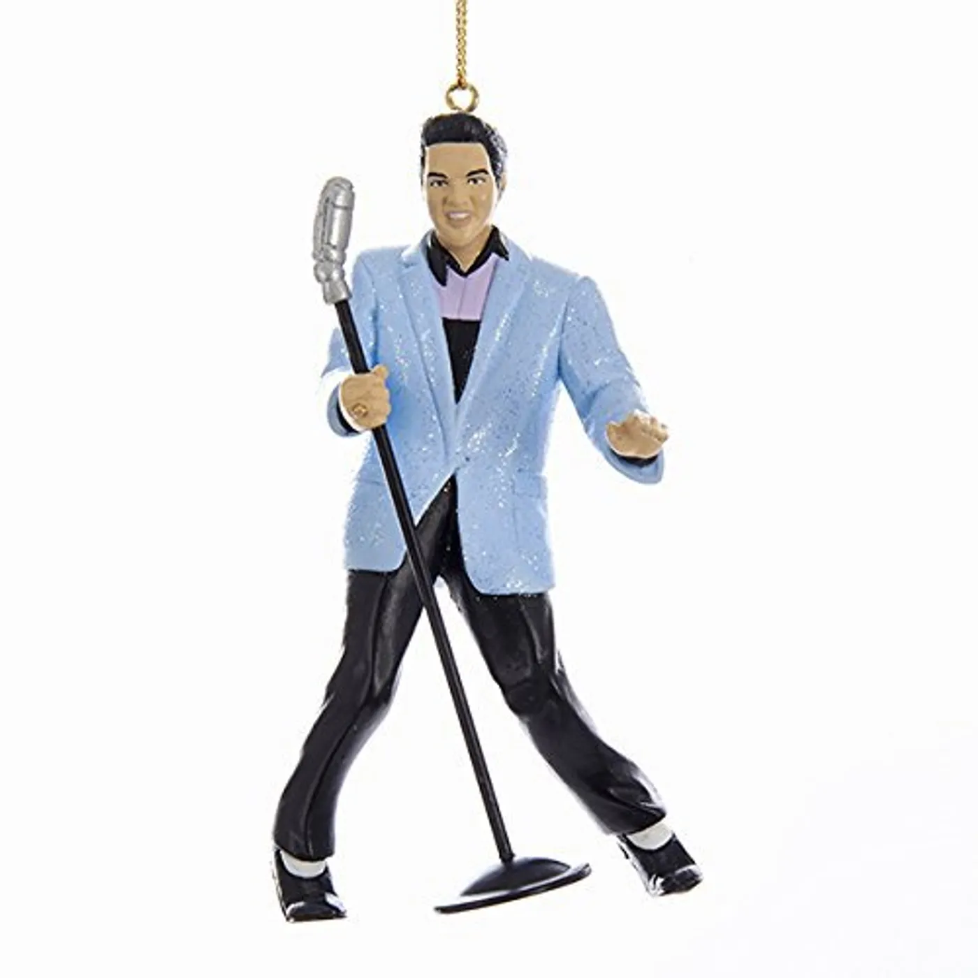 Elvis Presley Blue Suit Hound Dog with Mic Ornament