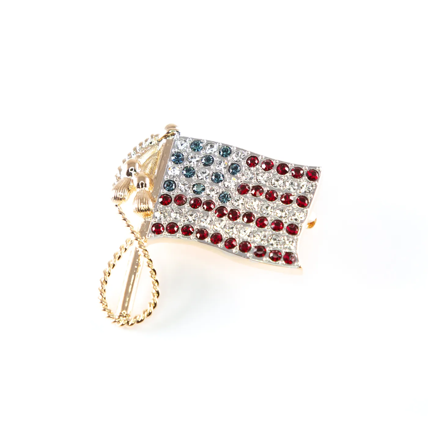 Elvis Presley American Flag Pin  18k Yellow Gold Plated with Swarovski Crystal Stones