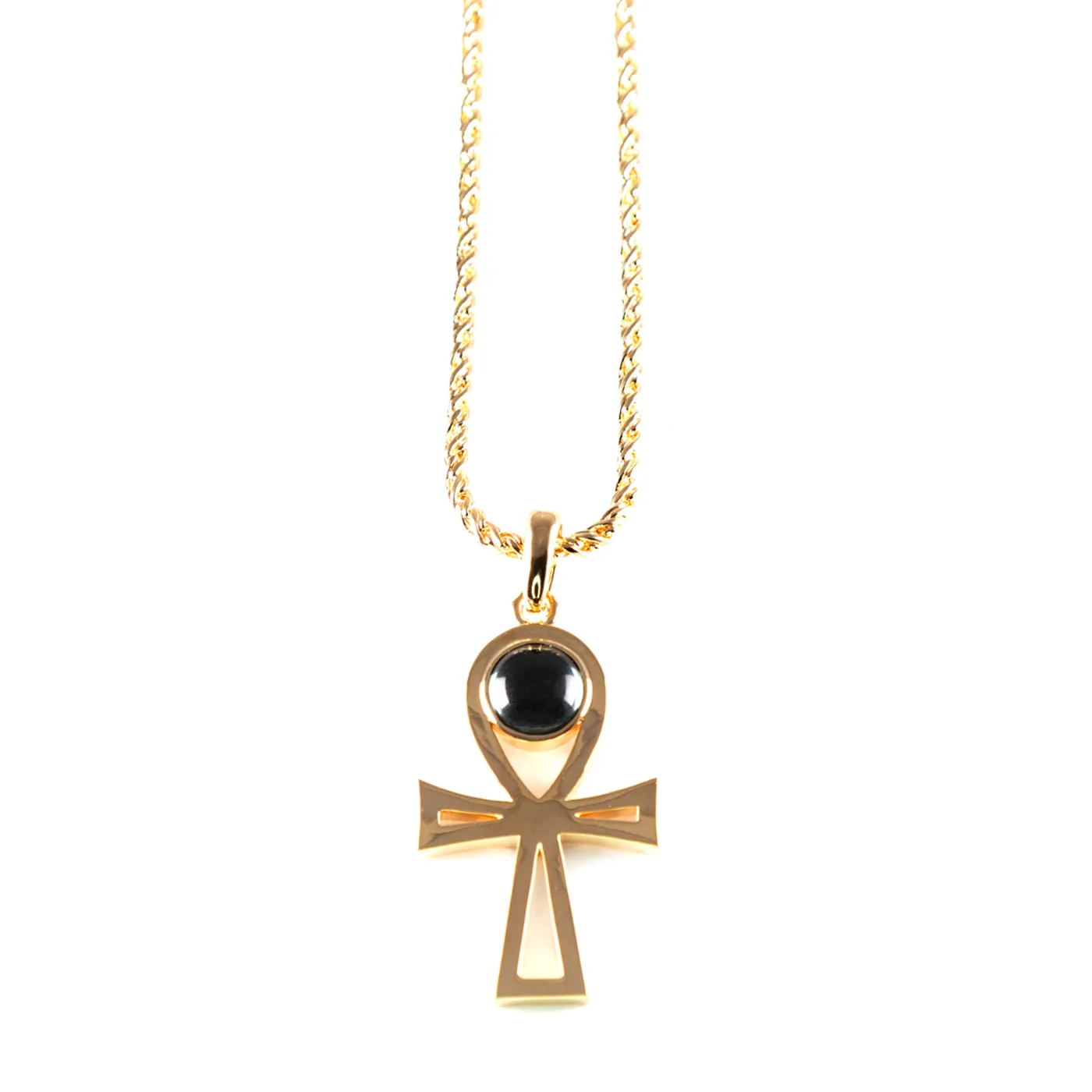 Elvis Presley Lowell Hays Ankh with Blue Sapphire Gold Necklace