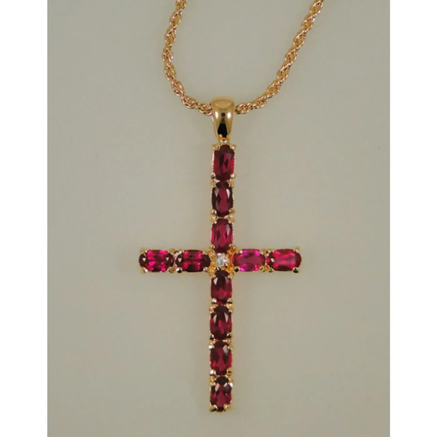 Elvis Presley Lowell Hays Cross set with Swarovski Crystals 18K Gold Necklace
