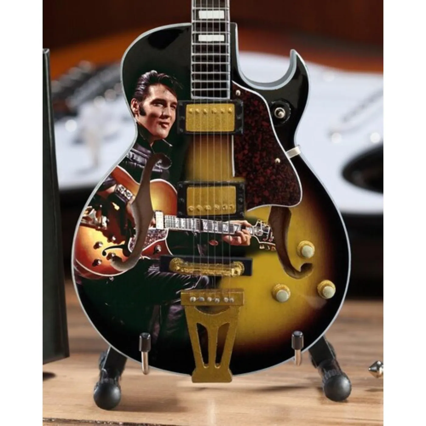 Axe Heaven Elvis Presley 1968 Comeback Special Hollow Body Mini Guitar Replica Collectible
