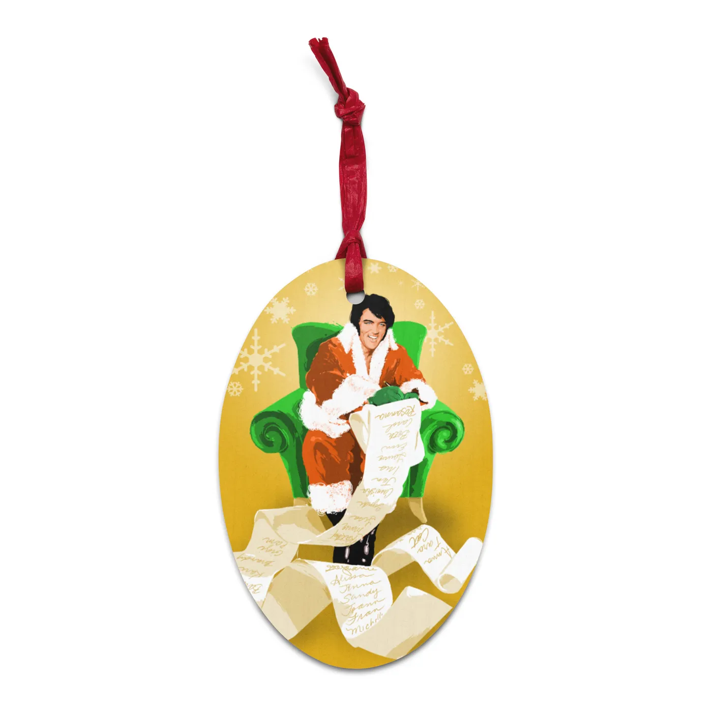 Elvis Presley Making His List Wooden Ornament