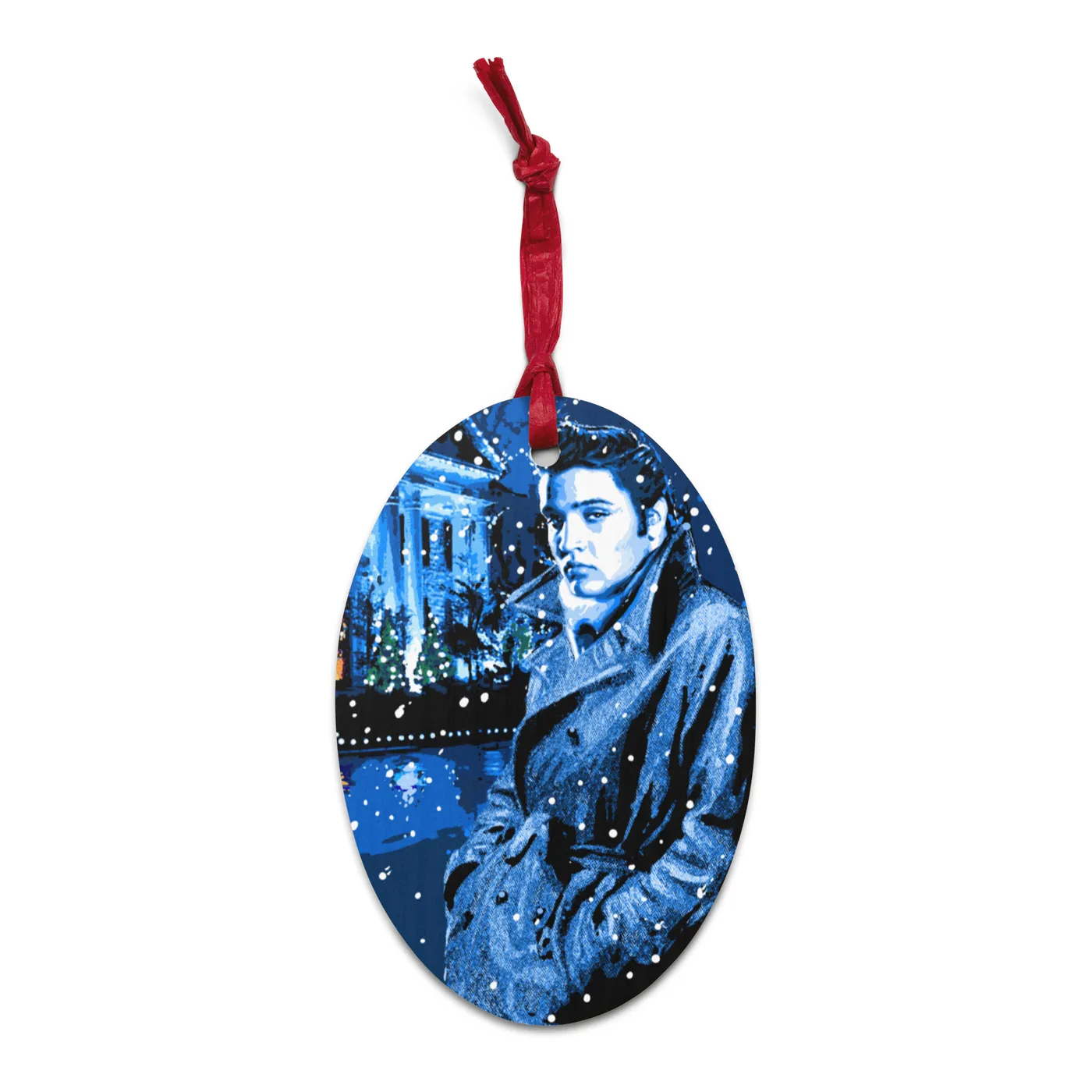 Elvis Presley Home For Christmas Wooden Ornament