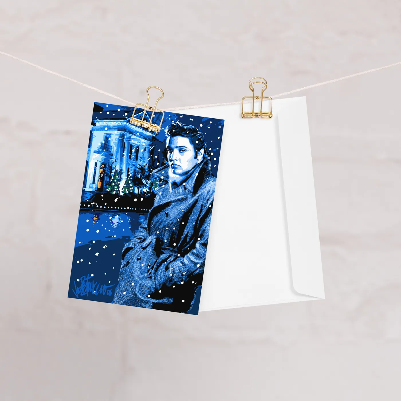Elvis Presley Home for Christmas Greeting Card