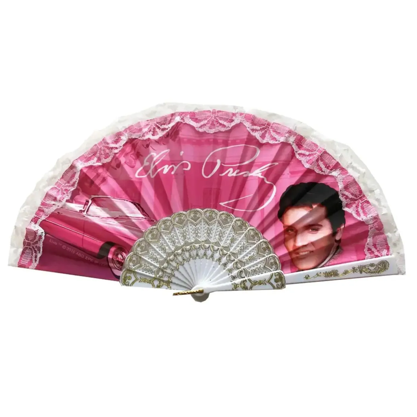 Elvis Presley Pink Caddy Hand Fan