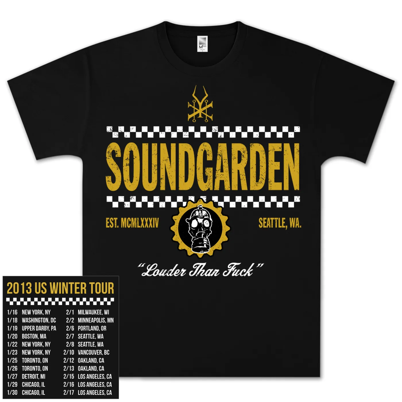 Soundgarden Straight Up Checkers Winter 2013 Tour T-Shirt