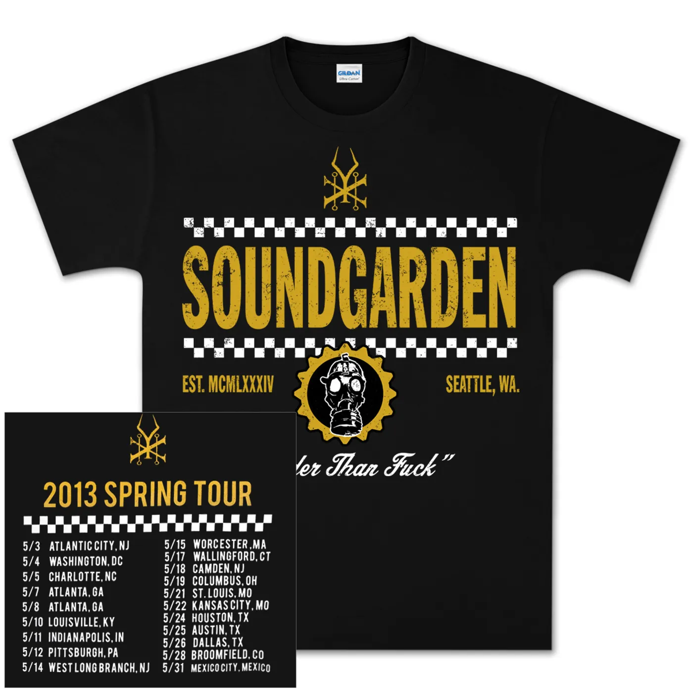 Soundgarden Straight Up Checkers Spring 2013 Tour T-Shirt