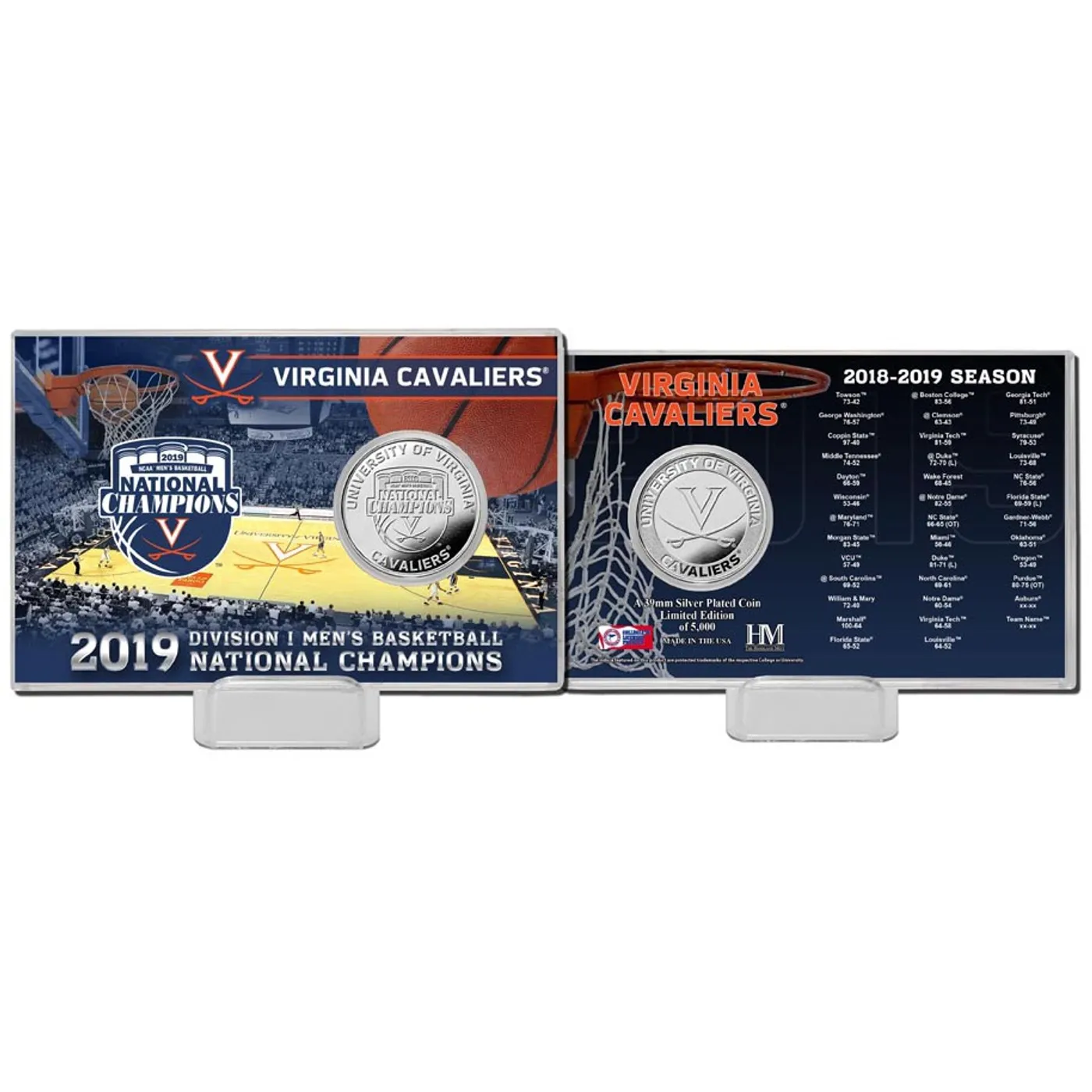 UVA Athletics University of Virginia 2019 Champions Silver Coin Card