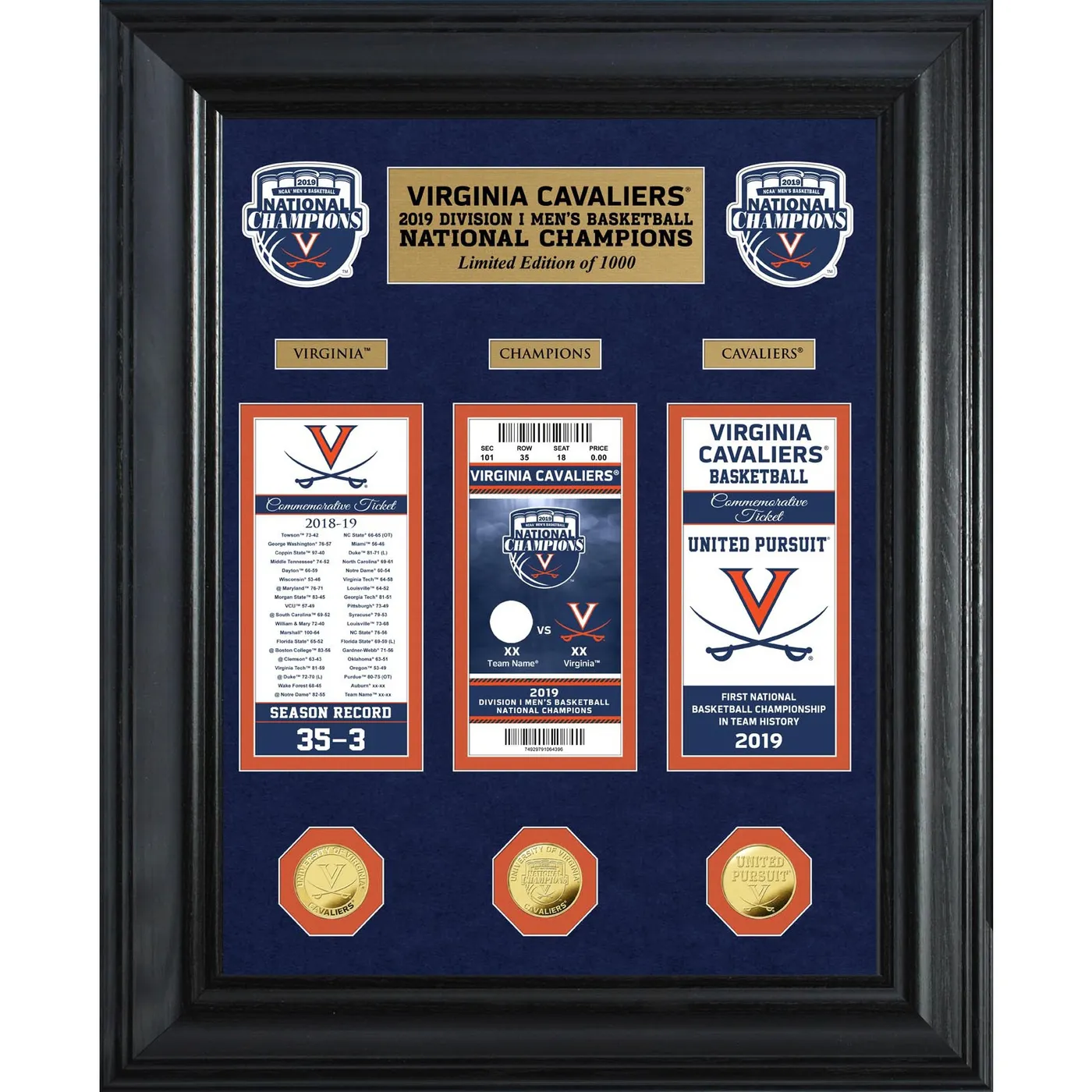 UVA Athletics University of Virginia 2019 NCAA Men's Basketball National Champions Deluxe Ticket Collection