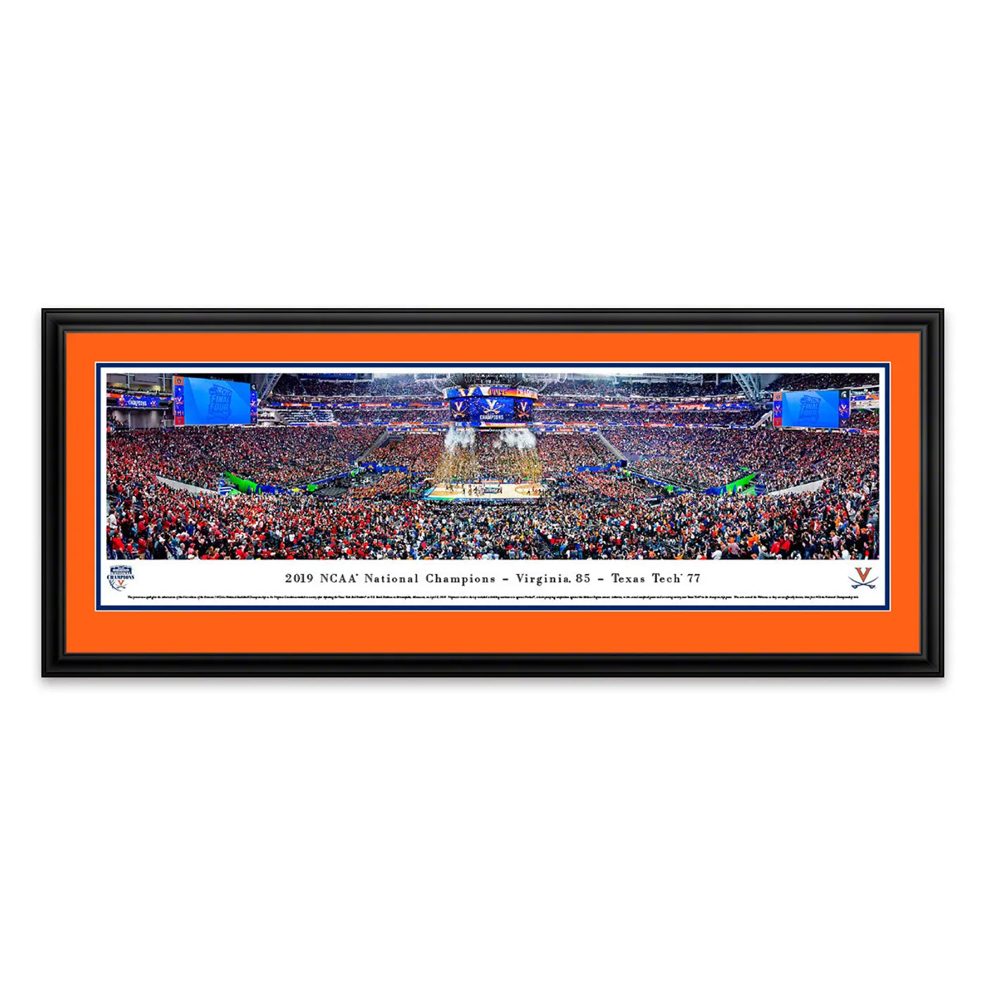 UVA Athletics 2019 NCAA Champions Framed Panoramic Image With Orange Matting