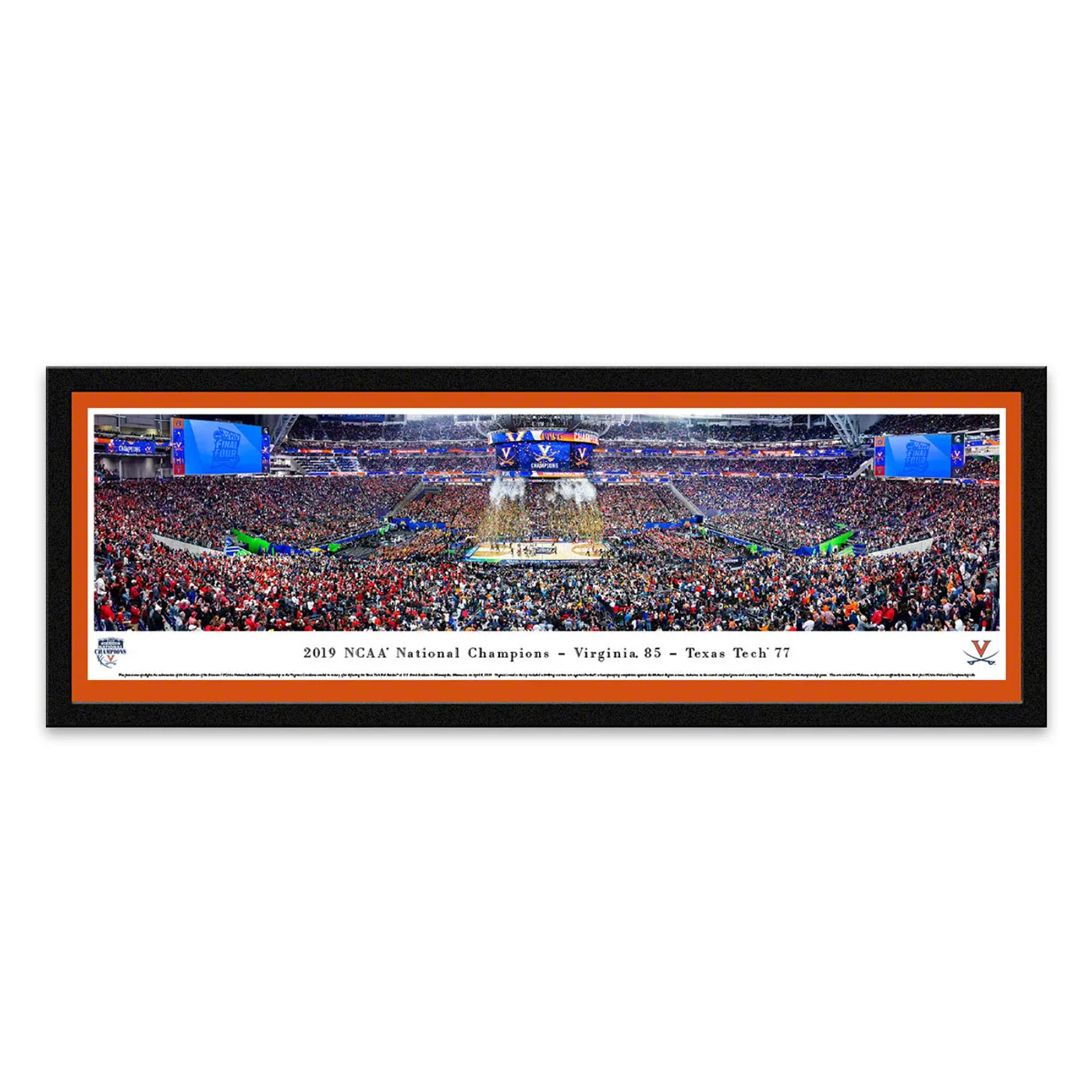 2019 UVA Athletics NCAA Champions Framed Panoramic Image With Orange Matting