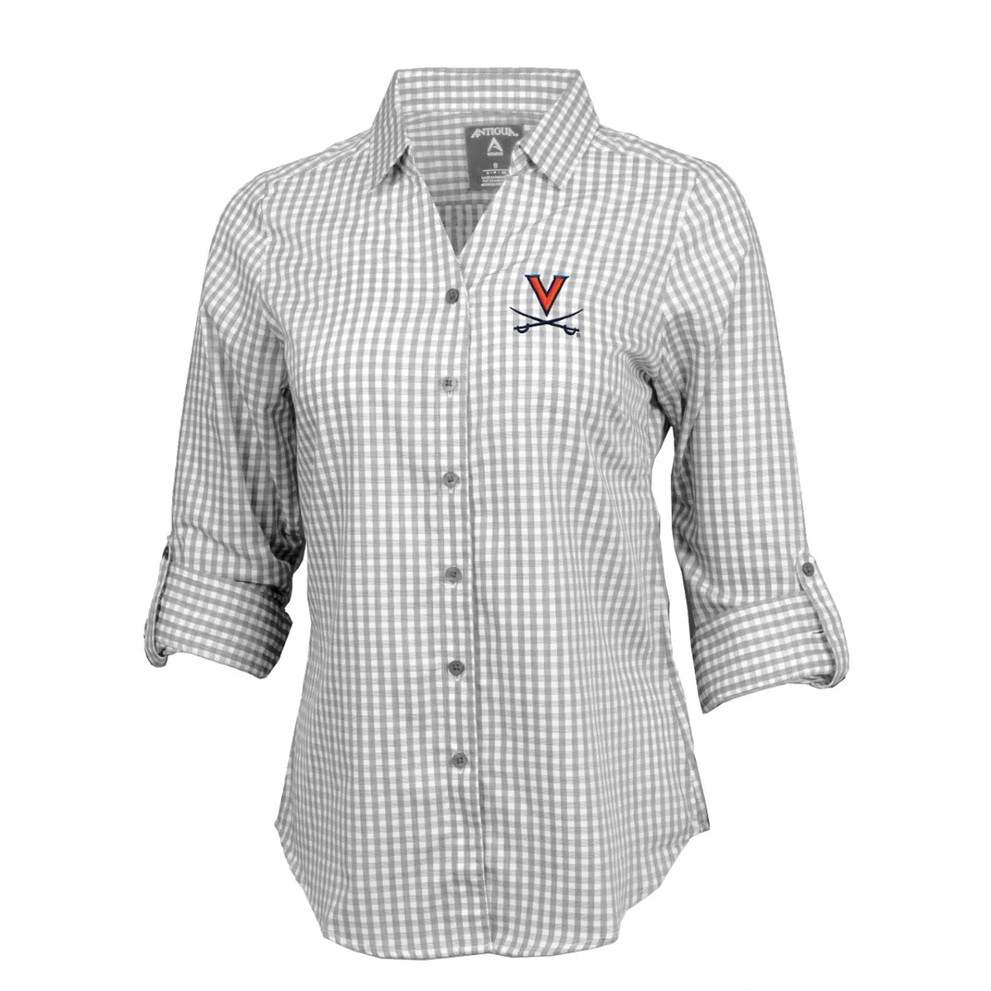 UVA Athletics Virginia Women's LS Box Pattern Button Down