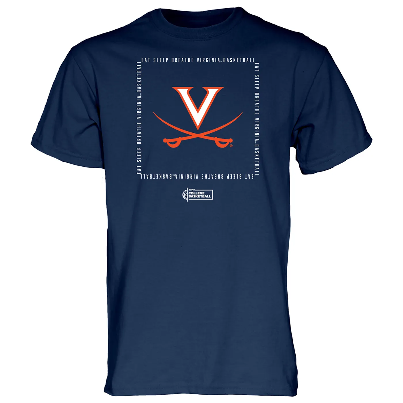 UVA Athletics 2019 ESPN College GameDay Eat Sleep Breathe V-Sabre Navy T-shirt