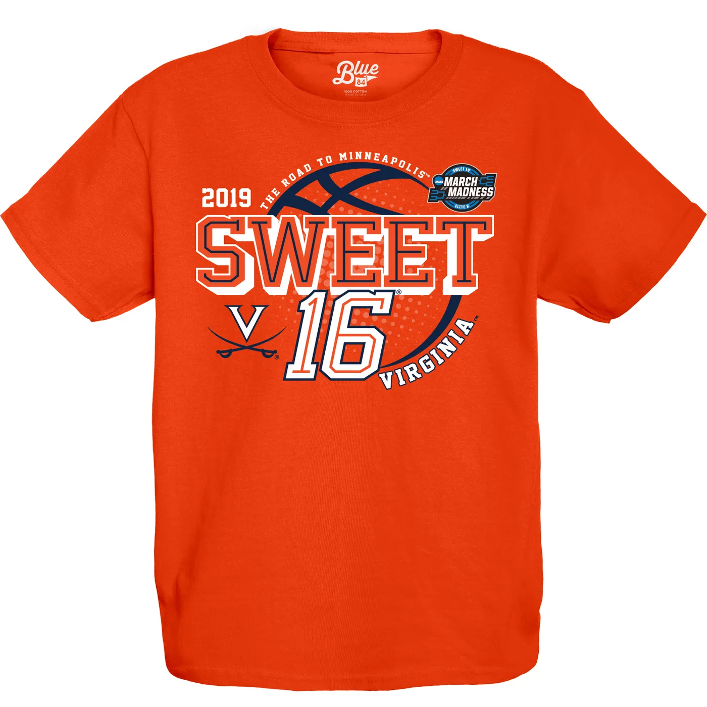 UVA Athletics University of Virginia 2019 Youth Orange Sweet Sixteen T-shirt