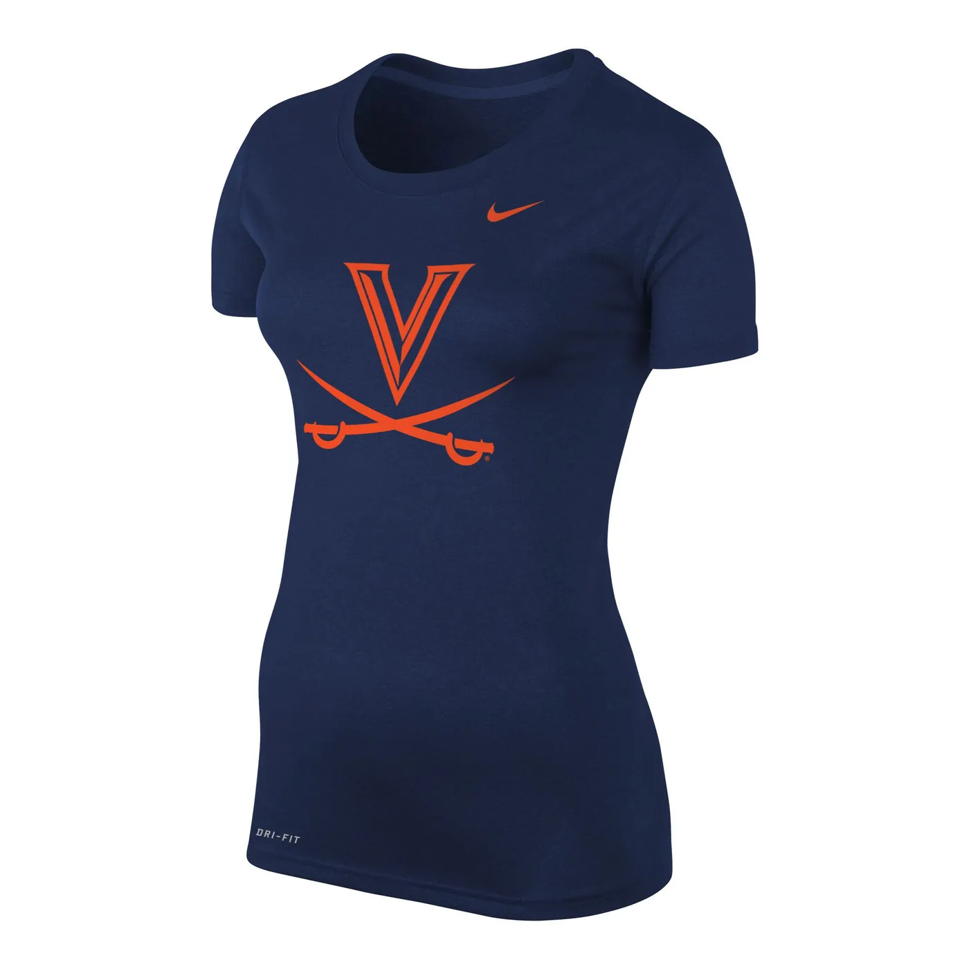 UVA Athletics Navy Women’s Crew Neck Tee with V-Sabre logo