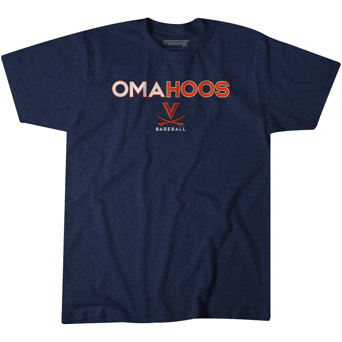 UVA Athletics 2021 College World Series OMAHOOS Navy tee