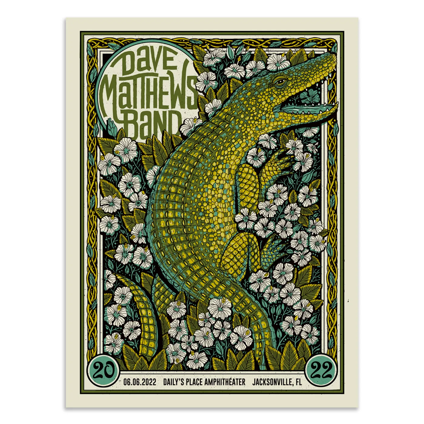 Dave Matthews Band Show Poster Jacksonville, FL 6/6/2022