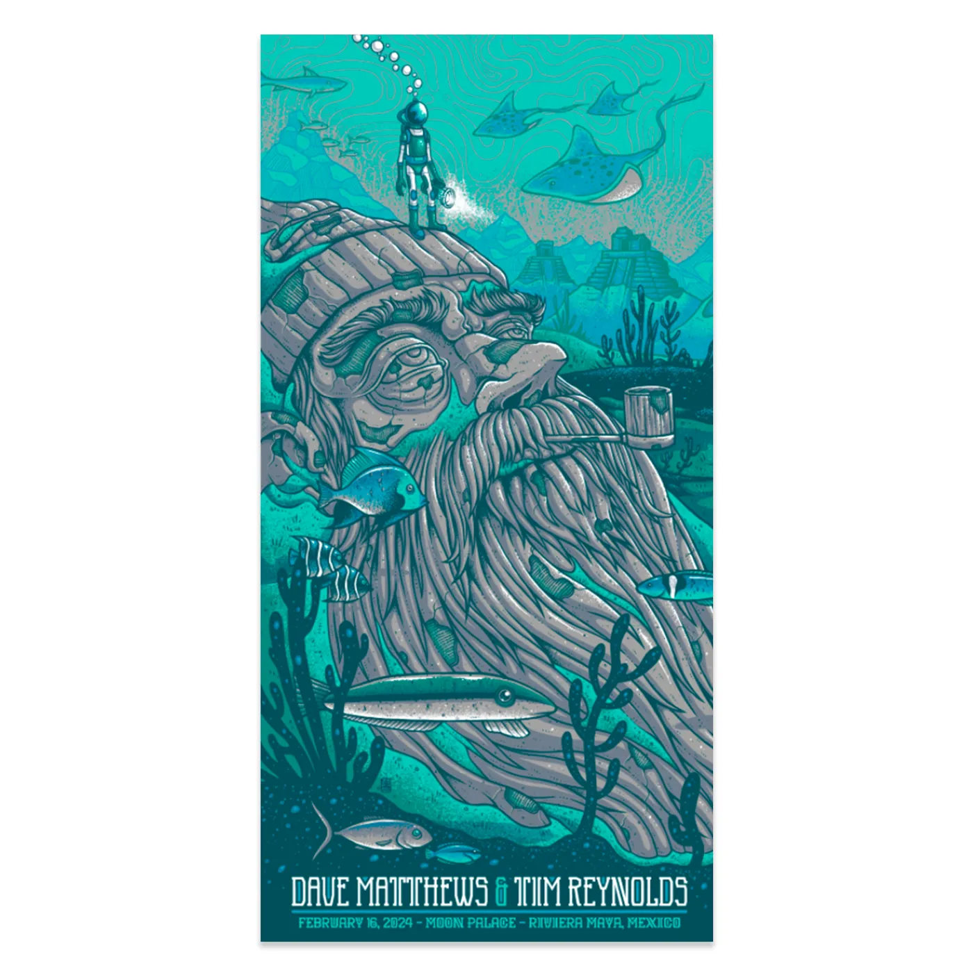 Triptych Poster (panel 1) - Dave Matthews Band Show Poster Cancun, Mexico 2/16/2024