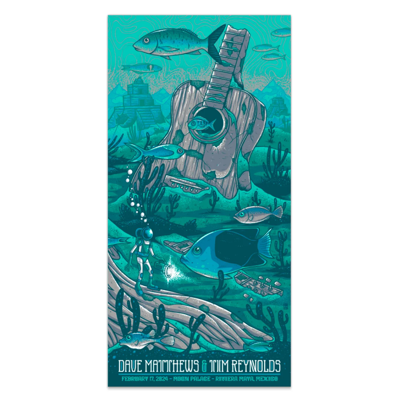 Triptych Poster (panel 2) - Dave Matthews Band Show Poster Cancun, Mexico 2/17/2024