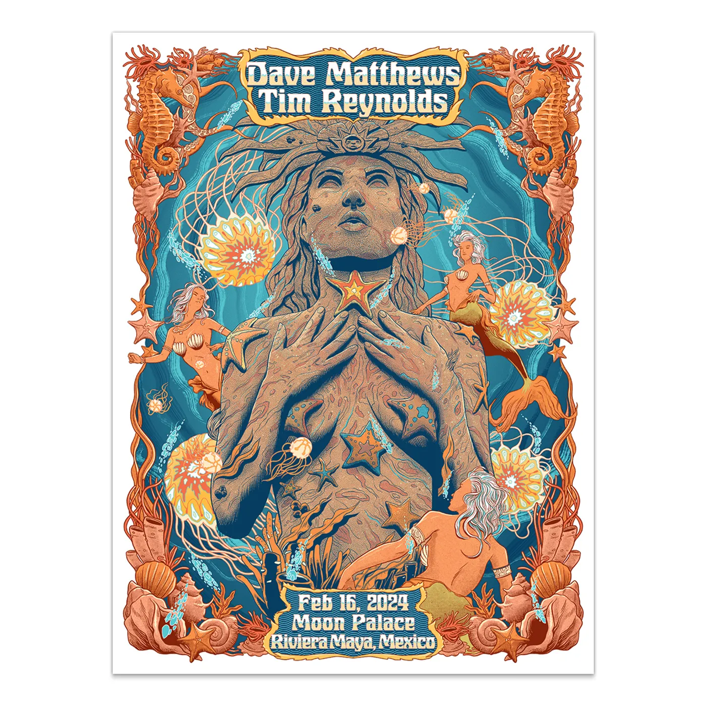 Dave Matthews Band Show Poster Cancun, Mexico 2/16/2024