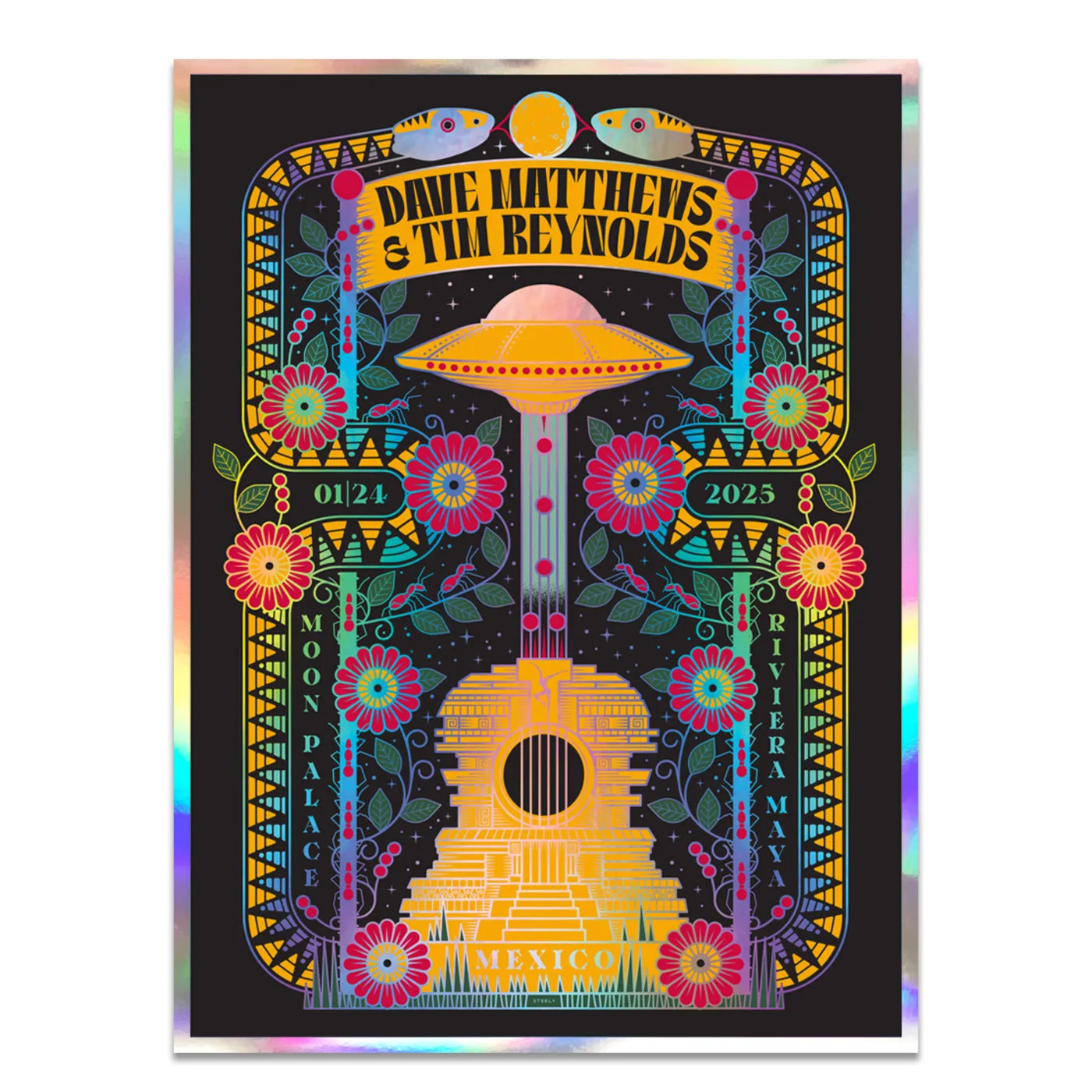 Dave Matthews Band Dave & Tim Show Poster Cancun, QR 1/24/2025 FOIL Variant