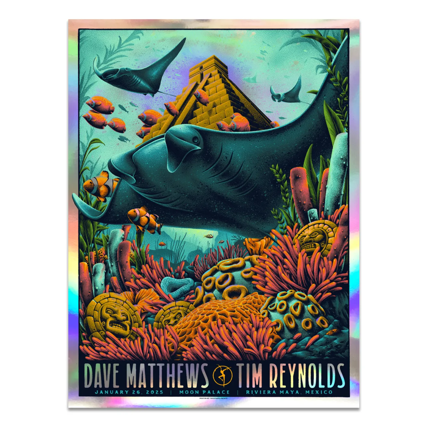 Dave Matthews Band Dave & Tim Show Poster Cancun, QR 1/26/2025 FOIL Variant