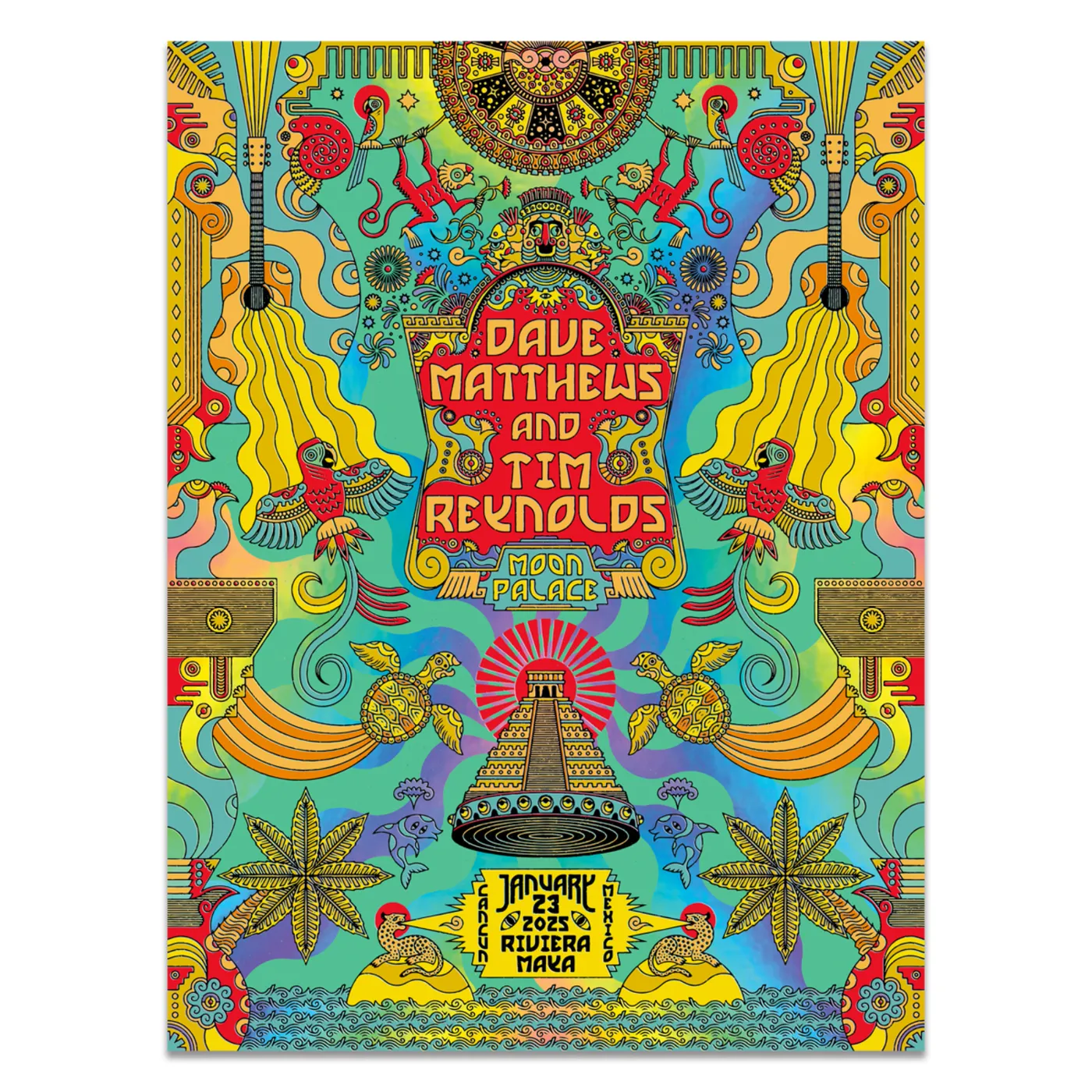 Dave Matthews Band Dave & Tim Show Poster Cancun, QR 1/23/2025 FOIL Variant