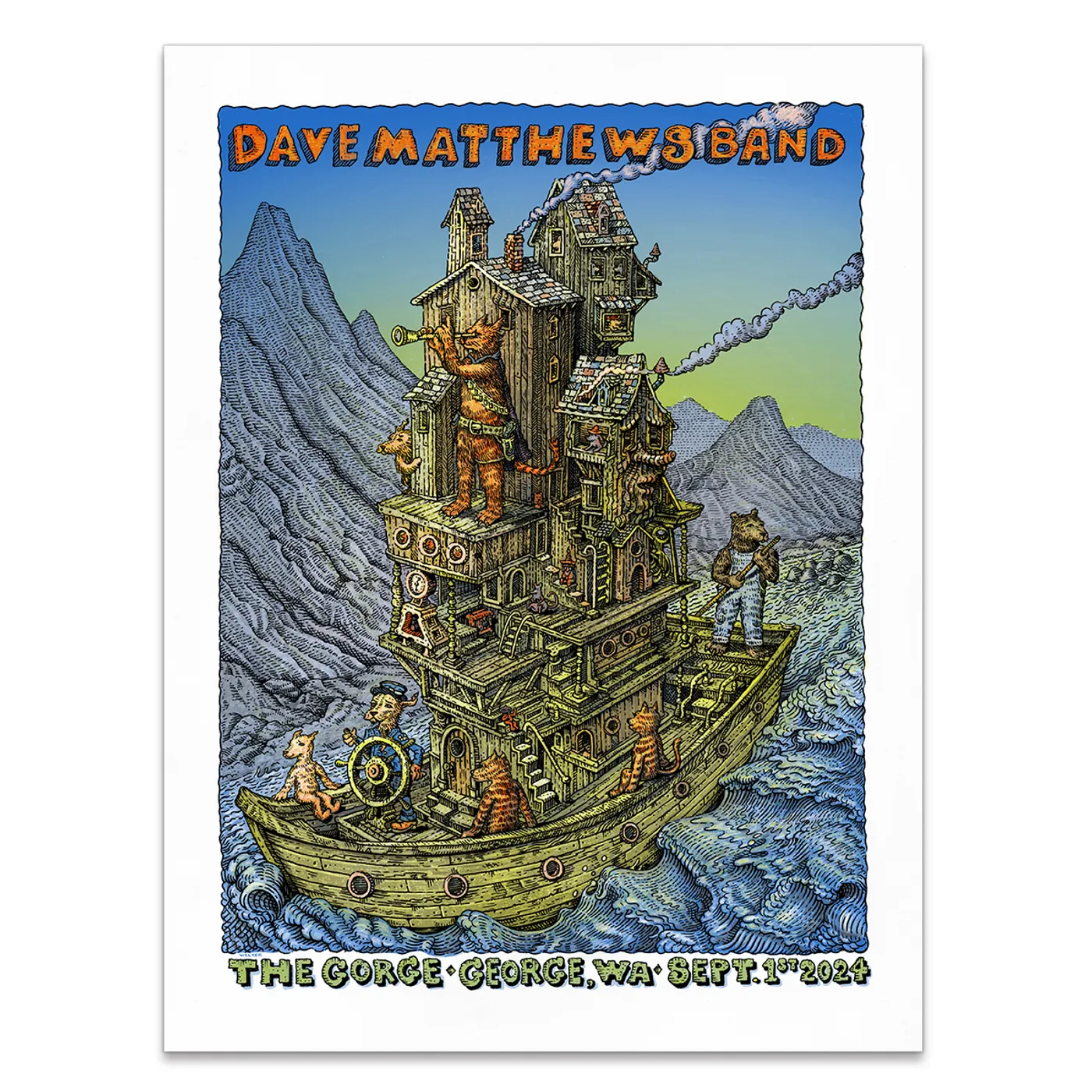 Dave Matthews Band Show Poster George, WA 9/1/2024