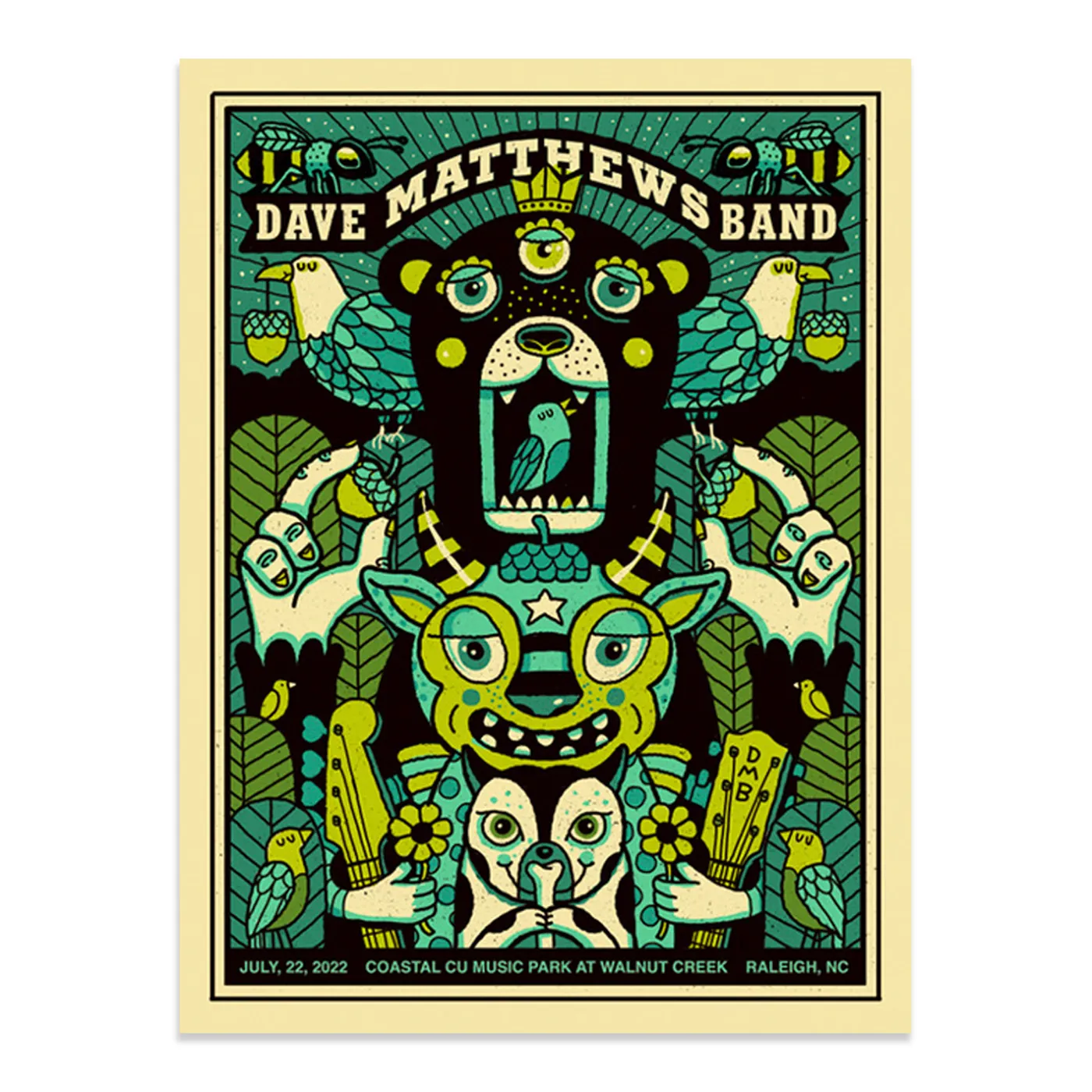 Dave Matthews Band Show Poster Raleigh, NC 7/22/2022