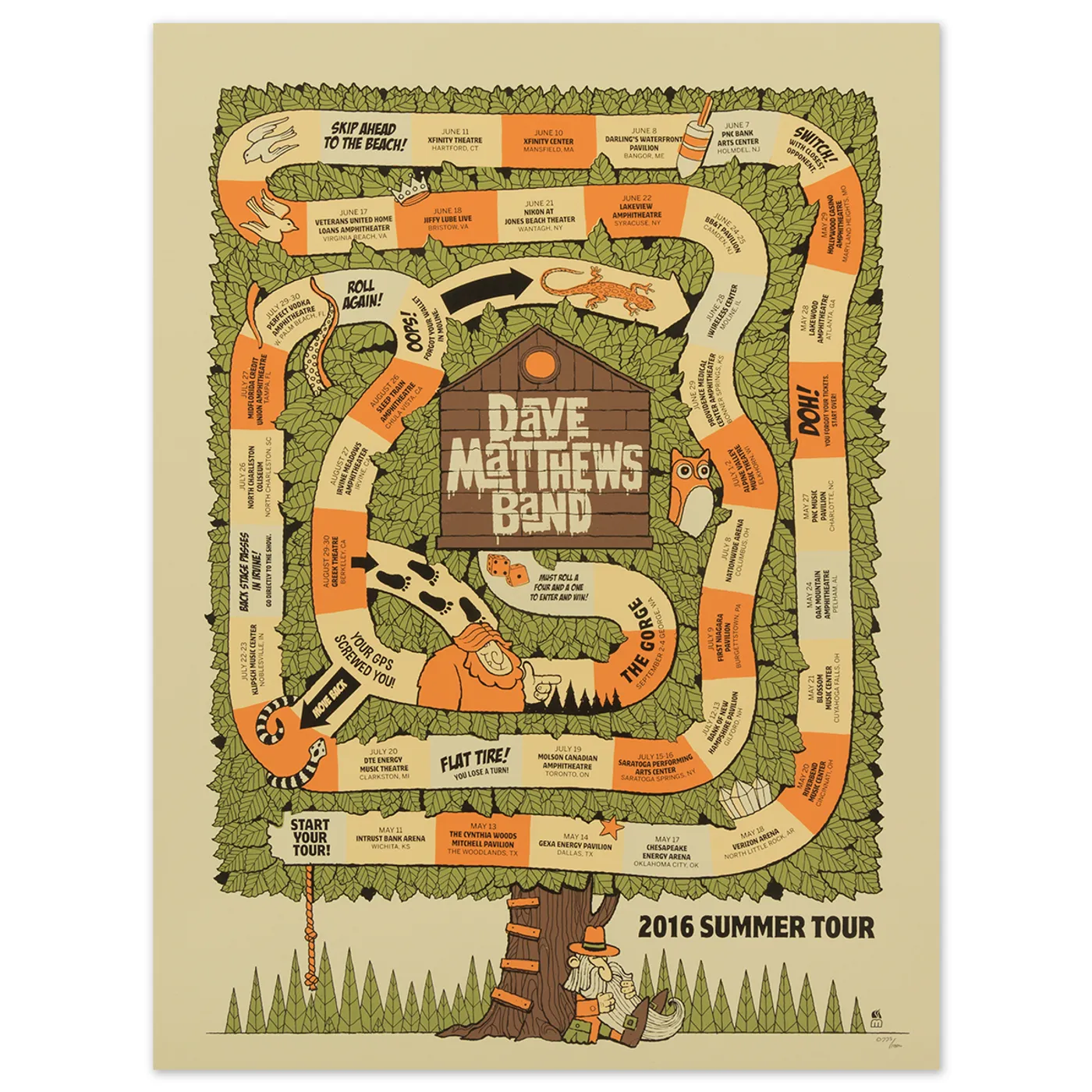 Dave Matthews Band 2016 Tour Poster