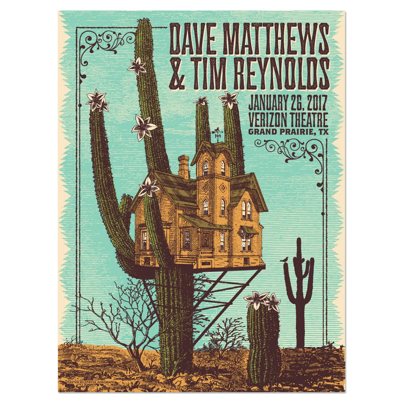 Dave Matthews Band Dave & Tim Show Poster– Grand Prairie, TX 1/26/17