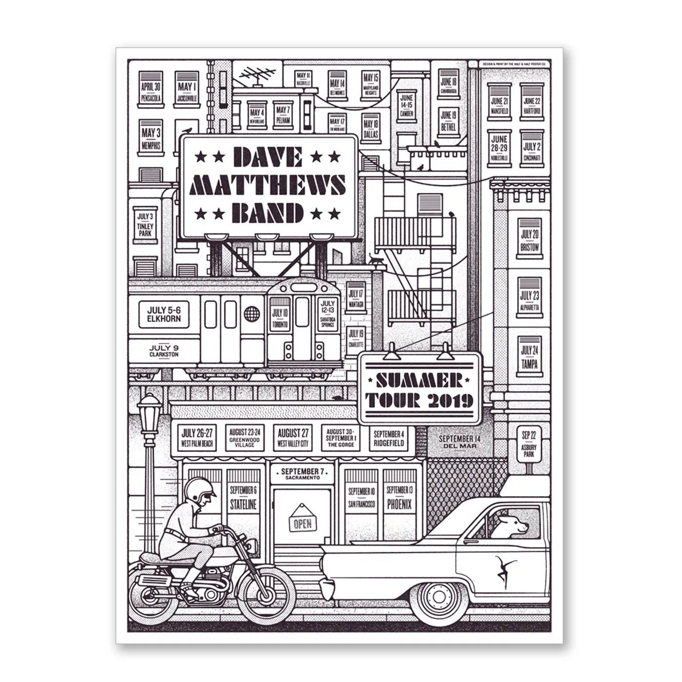 Dave Matthews Band 2019 Tour Coloring Poster