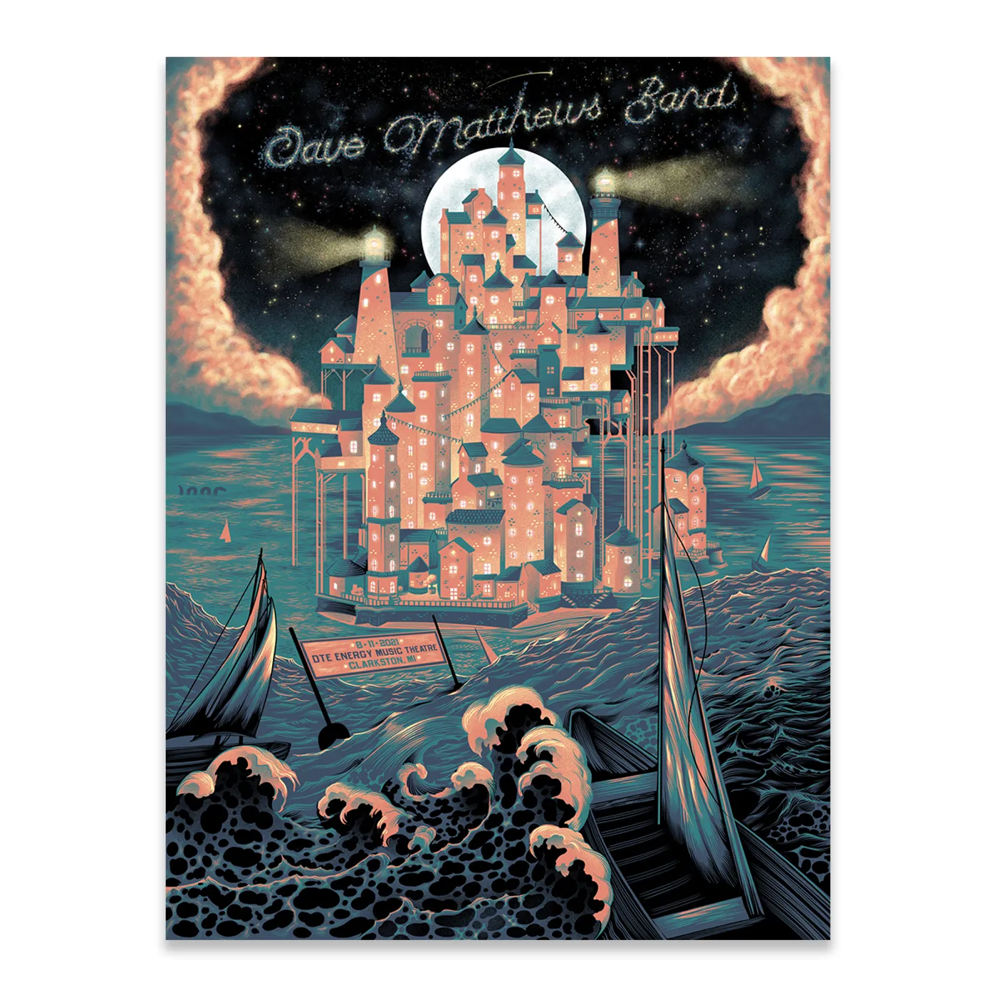 Dave Matthews Band Show Poster Clarkston, MI 8/11/2021