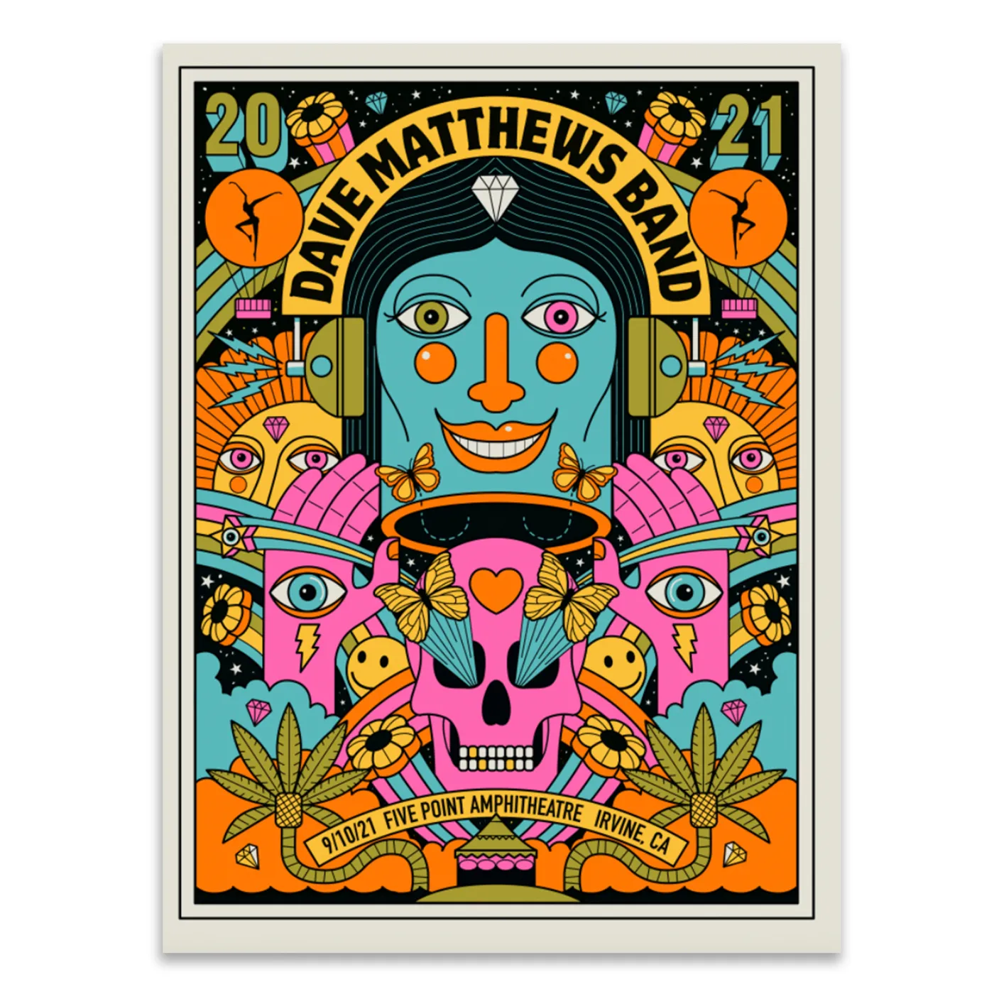 Dave Matthews Band Show Poster Irvine, CA 9/10/2021