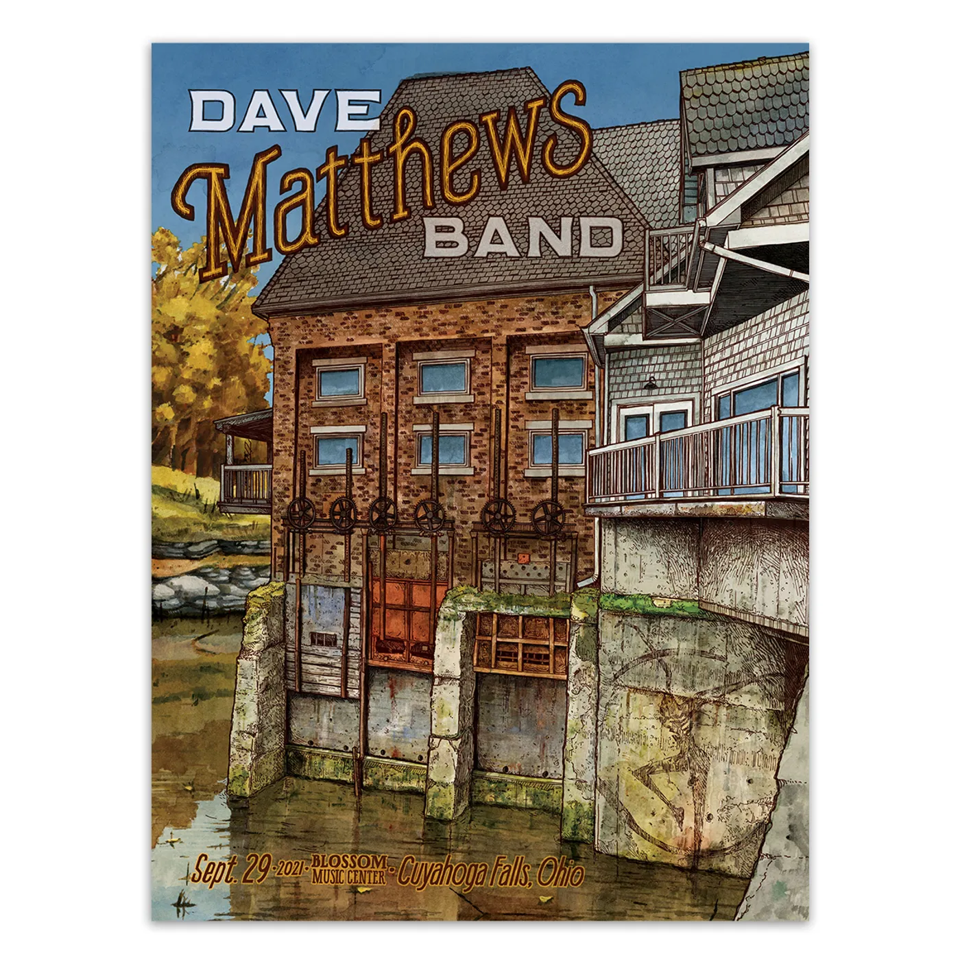Dave Matthews Band Show Poster Cuyahoga Falls, OH 9/29/2021
