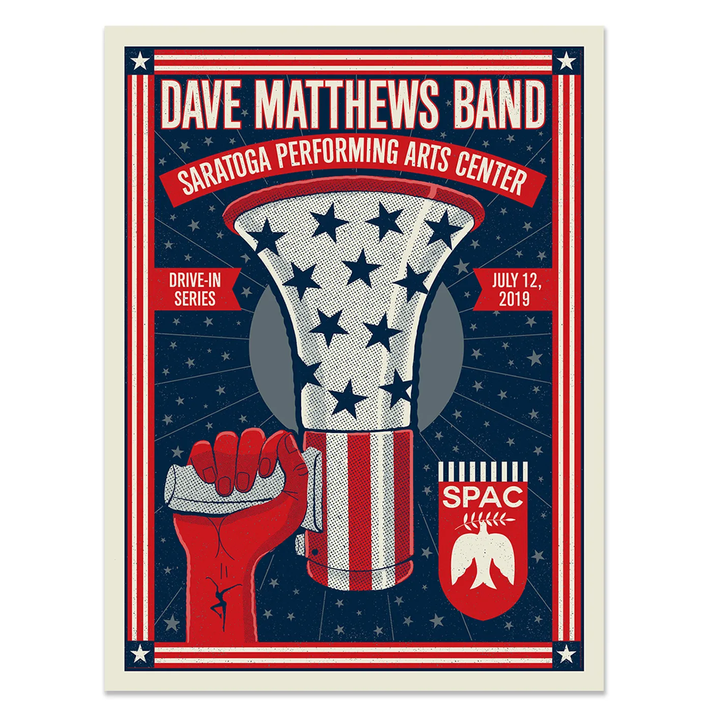 Dave Matthews Band Drive-In Poster – Saratoga Springs, NY – 7/12/19