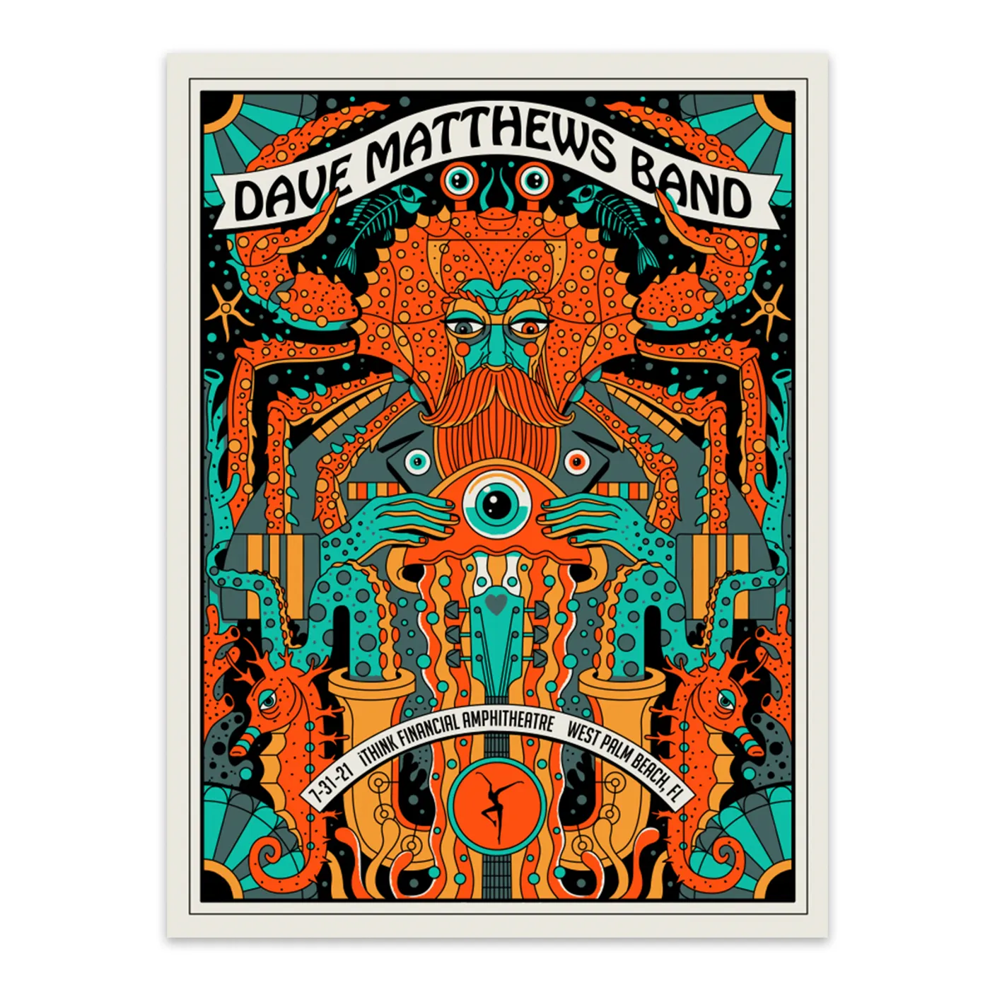 Dave Matthews Band Show Poster West Palm Beach, FL 7/31/2021