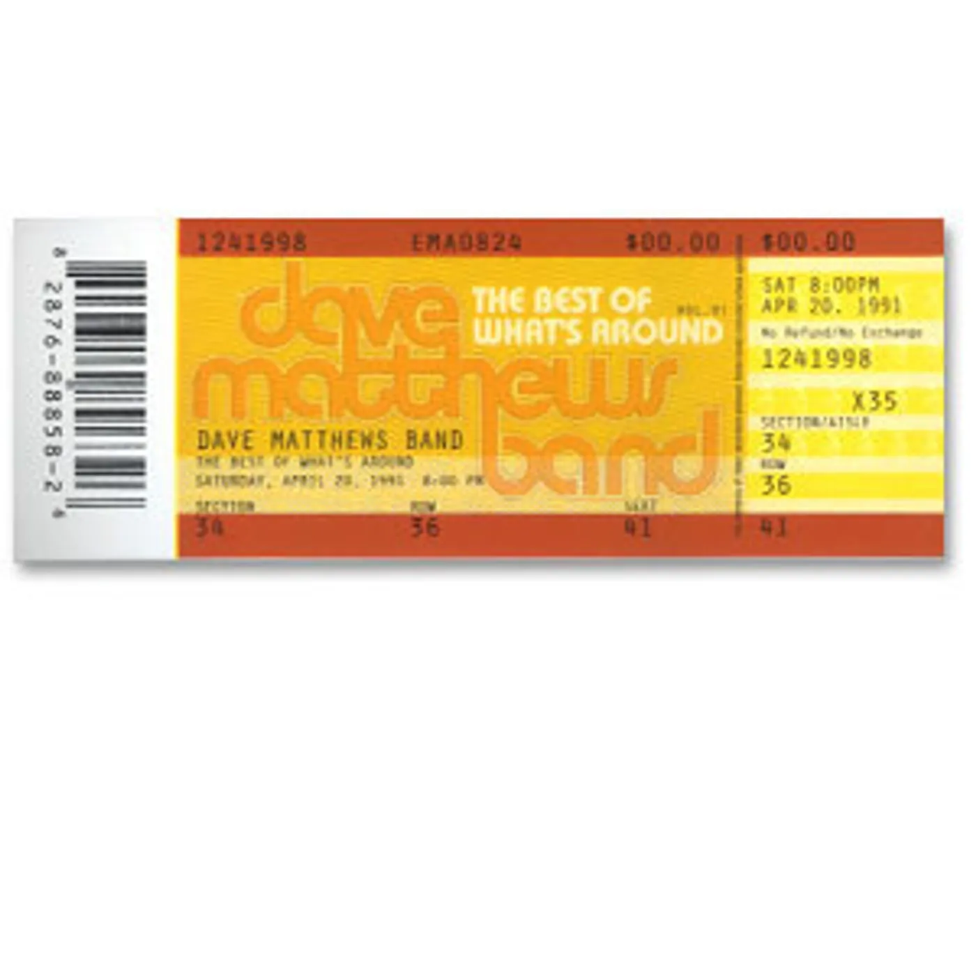 Dave Matthews Band The Best of What’s Around Ticket Sticker