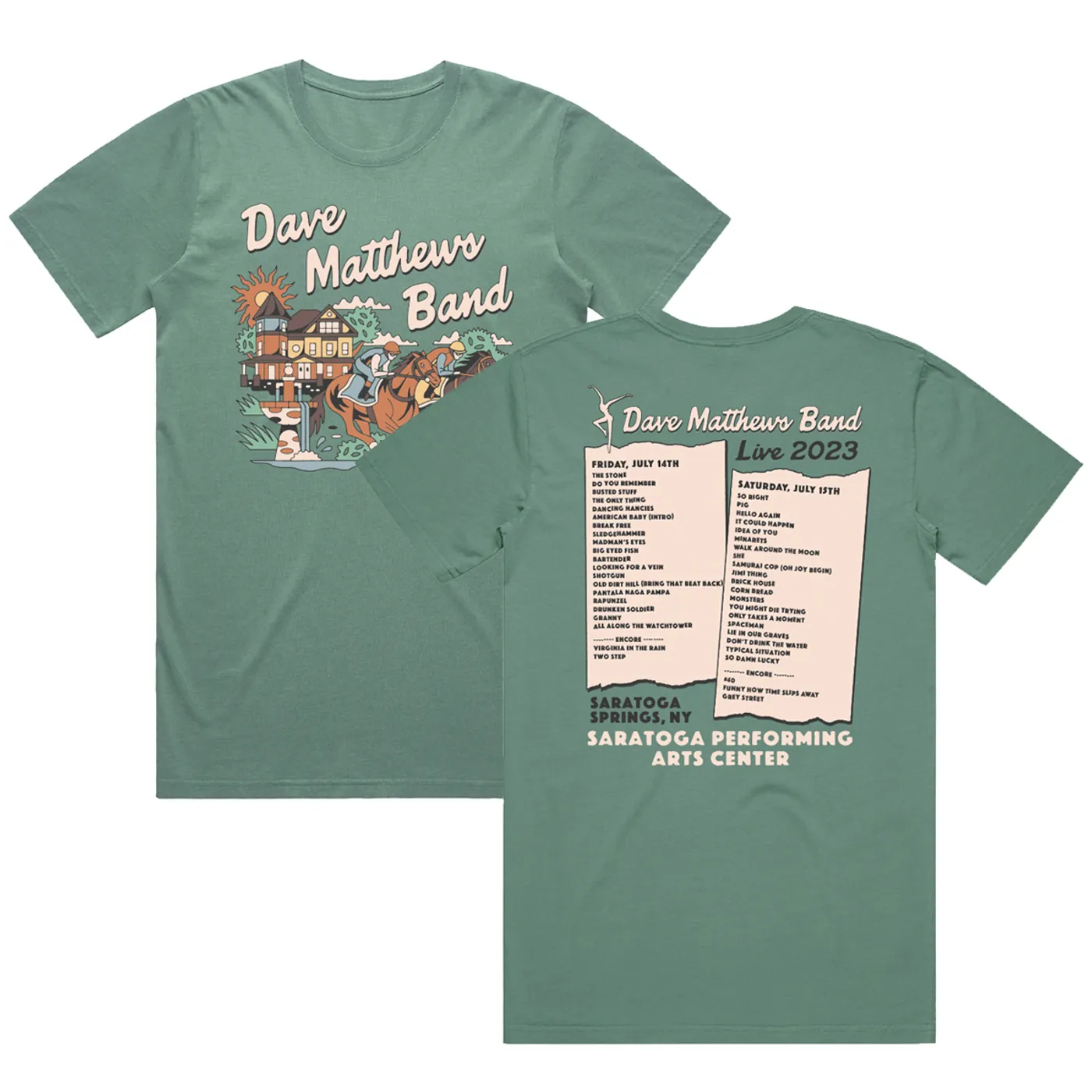 Dave Matthews Band Saratoga Springs 2023 Setlist Tee