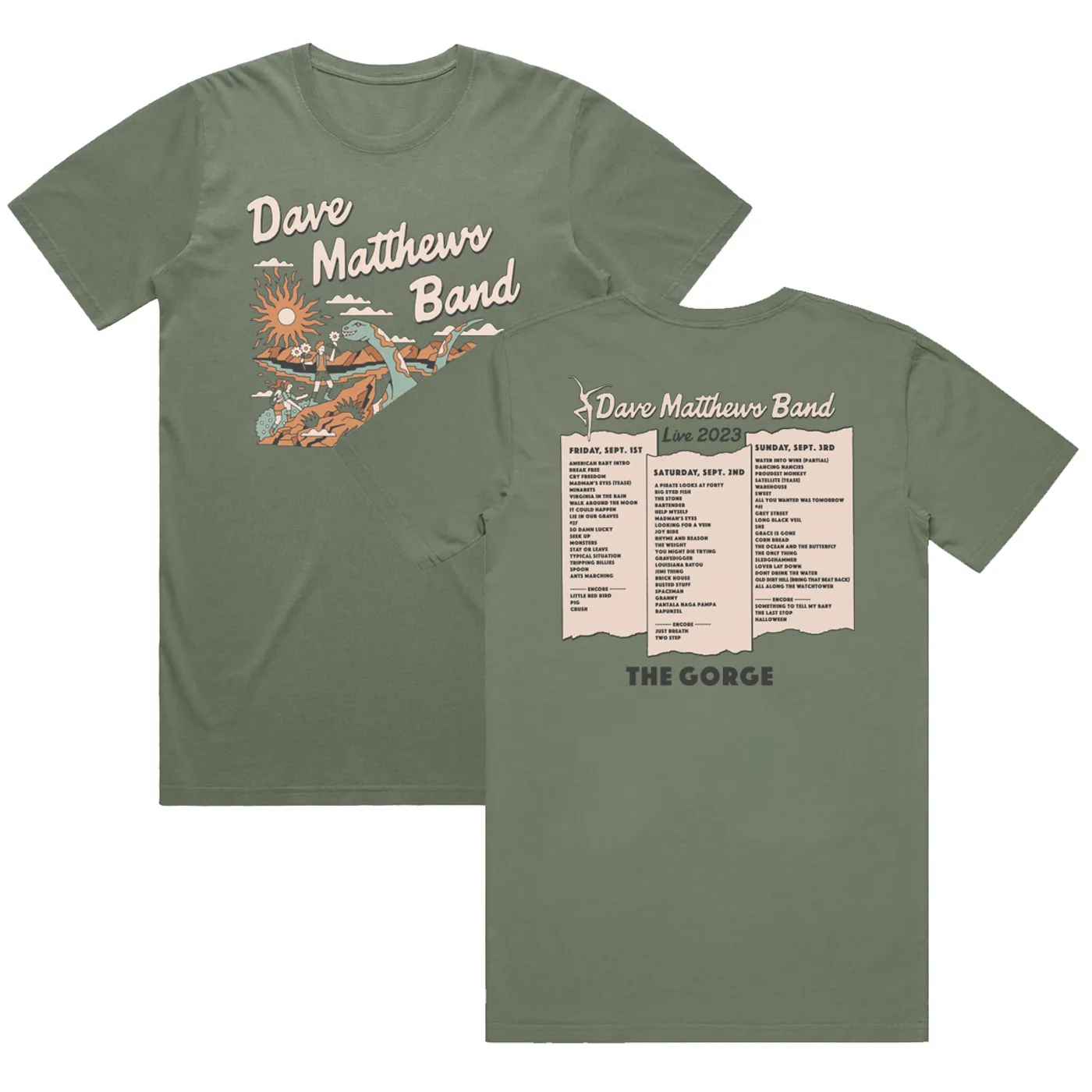 Dave Matthews Band Gorge 2023 Setlist Tee