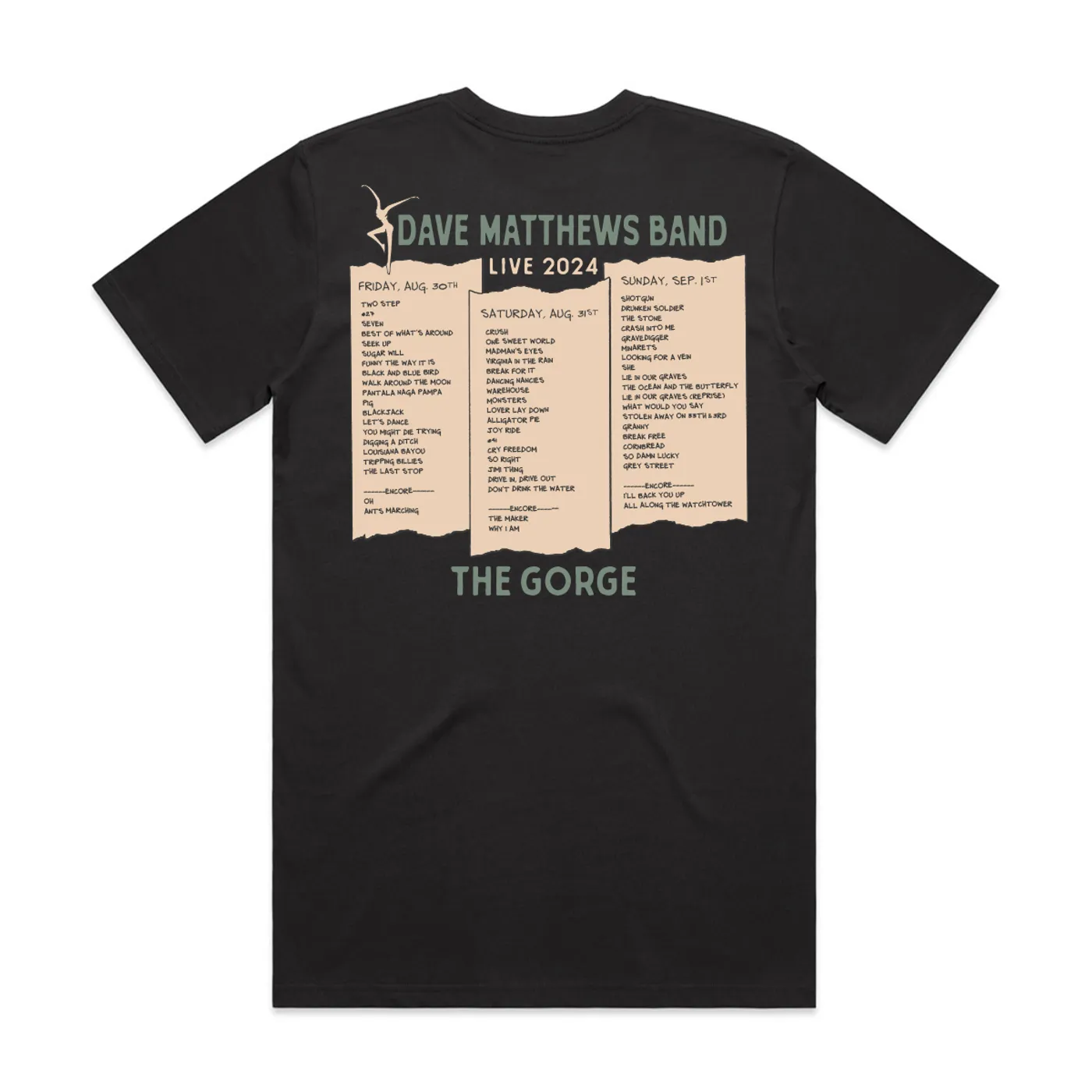 Dave Matthews Band Gorge 2024 Setlist Tee