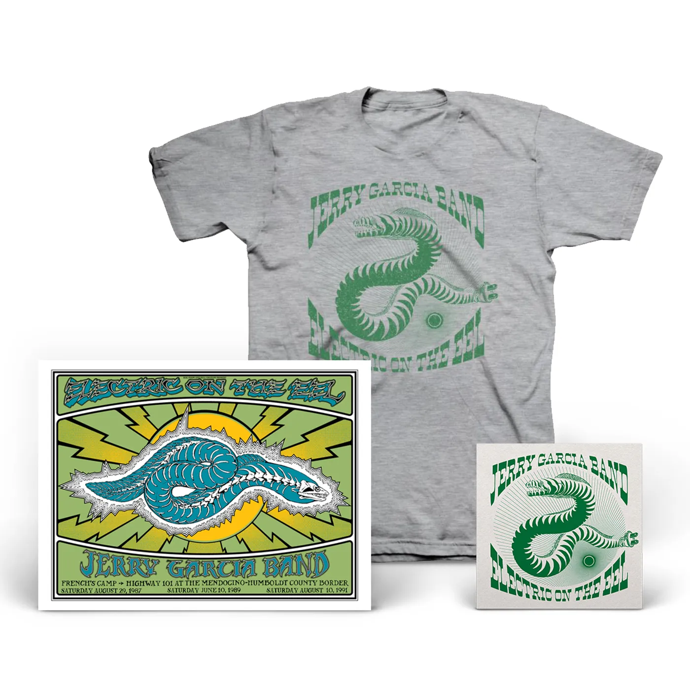Jerry Garcia Band - Electric on the Eel: CDs or Download, Poster & Organic T-Shirt Bundle