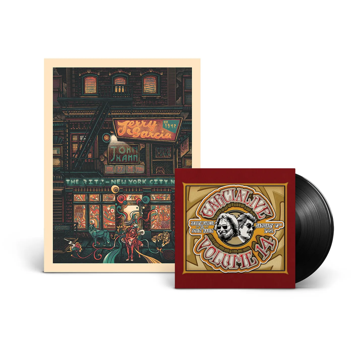 **SOLD OUT** Jerry Garcia & John Kahn – GarciaLive Volume 14: 01/27/86 2-LP Set & Poster Bundle