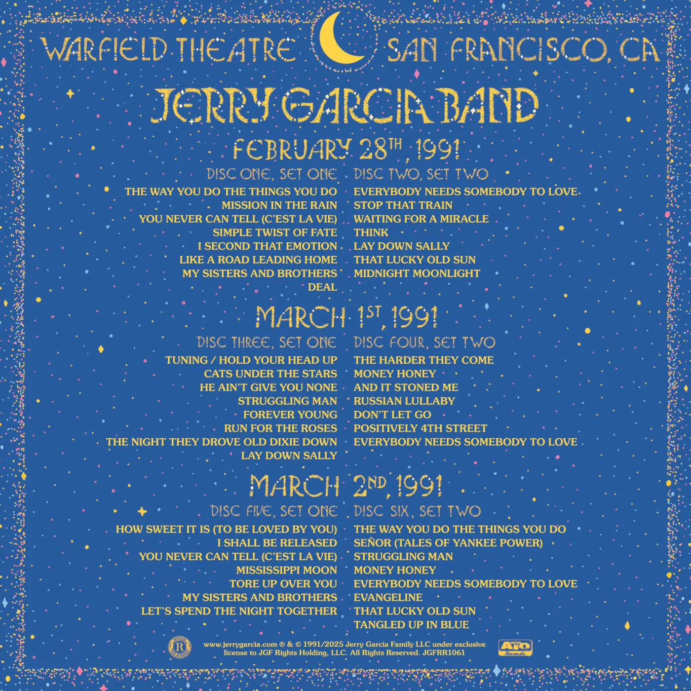 Jerry Garcia Live at The Warfield 6-CD Set or Digital Download