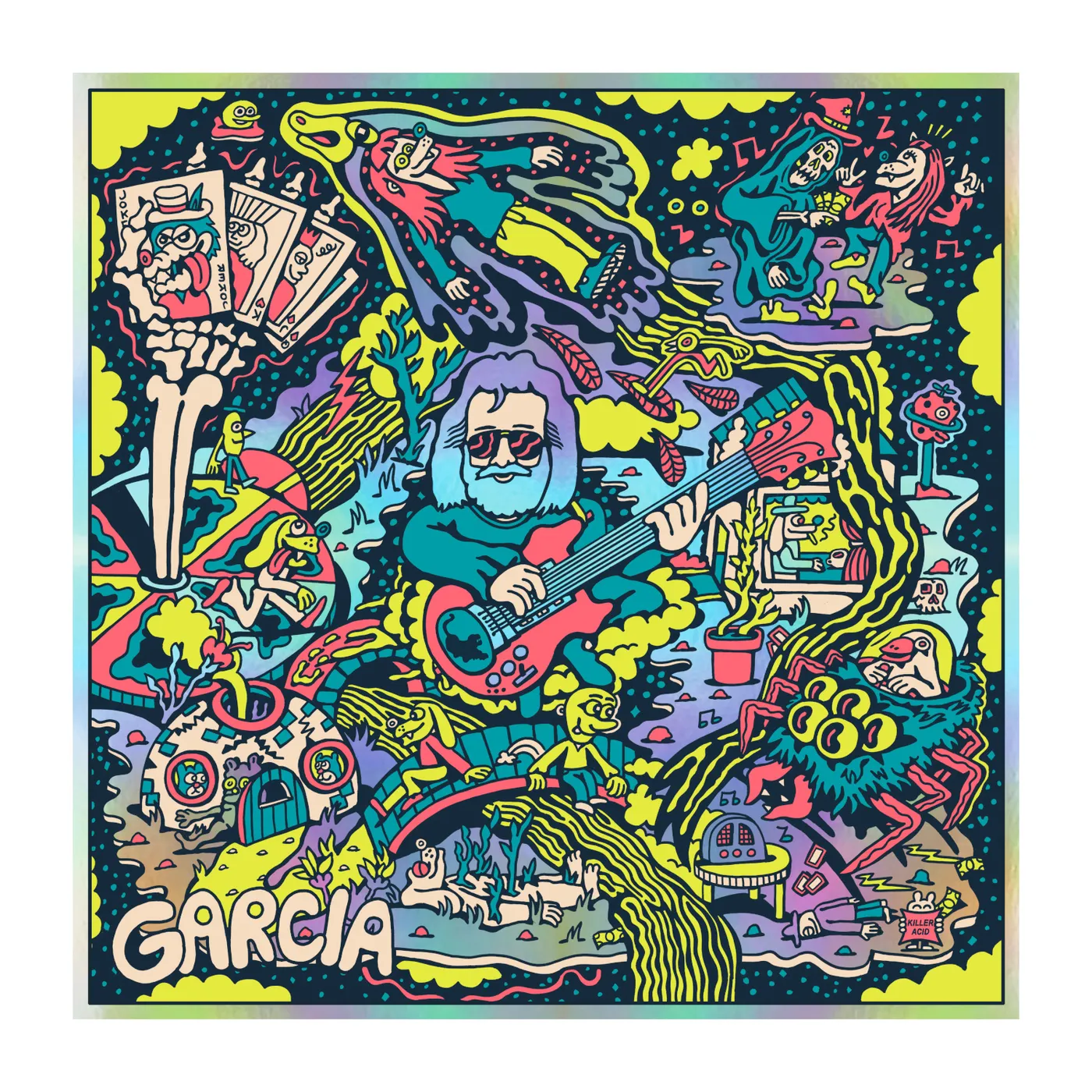 Jerry Garcia Garcia (Bicycle Day 2023) Rainbow Foil by Killer Acid — Limited Edition Print