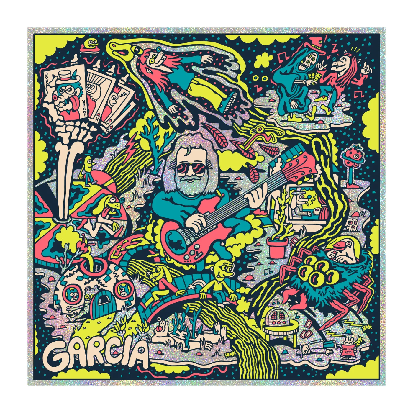 Jerry Garcia Garcia (Bicycle Day 2023) Sparkle Foil by Killer Acid — Limited Edition Print