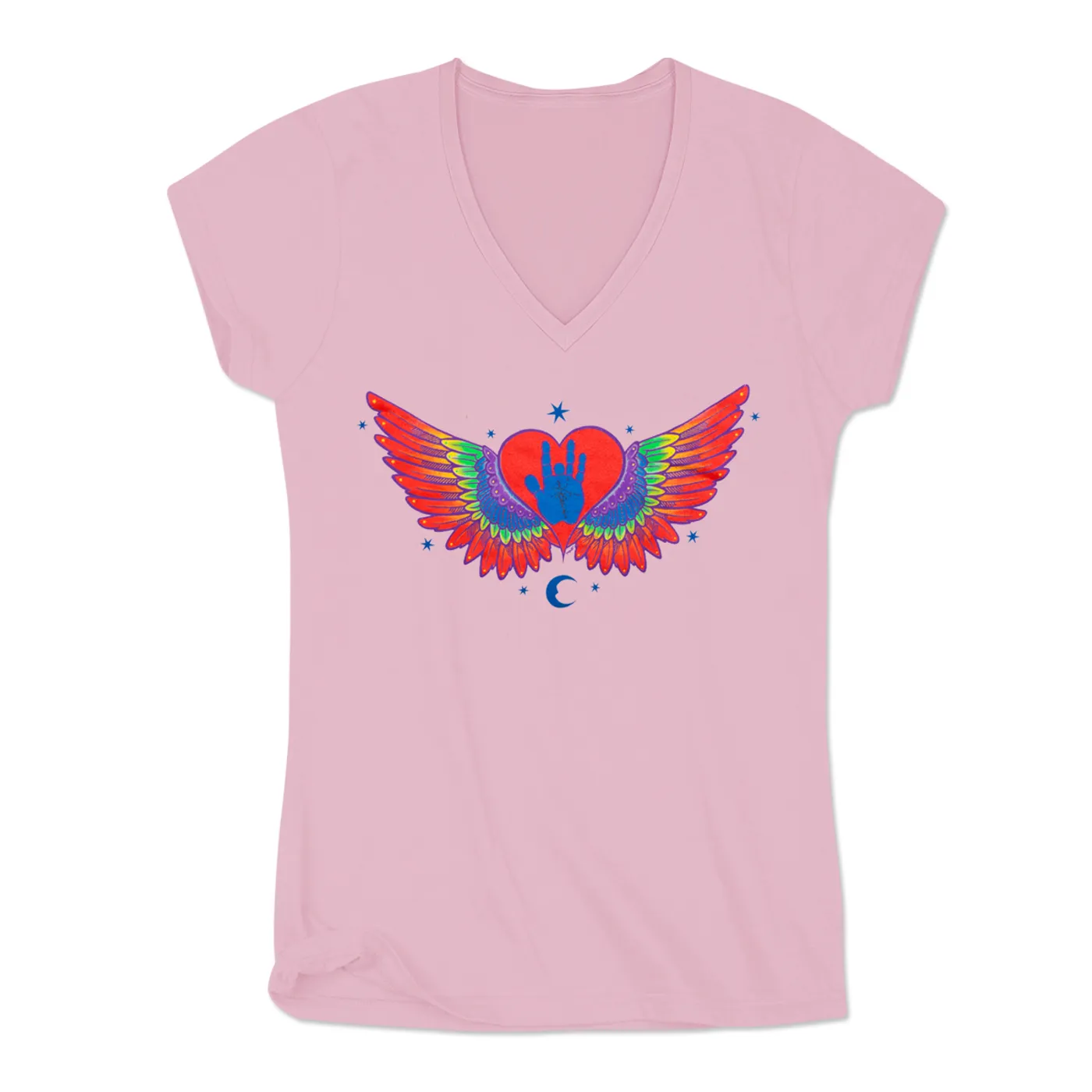 Jerry Garcia Heart & Wings Women's Organic V-Neck T-Shirt