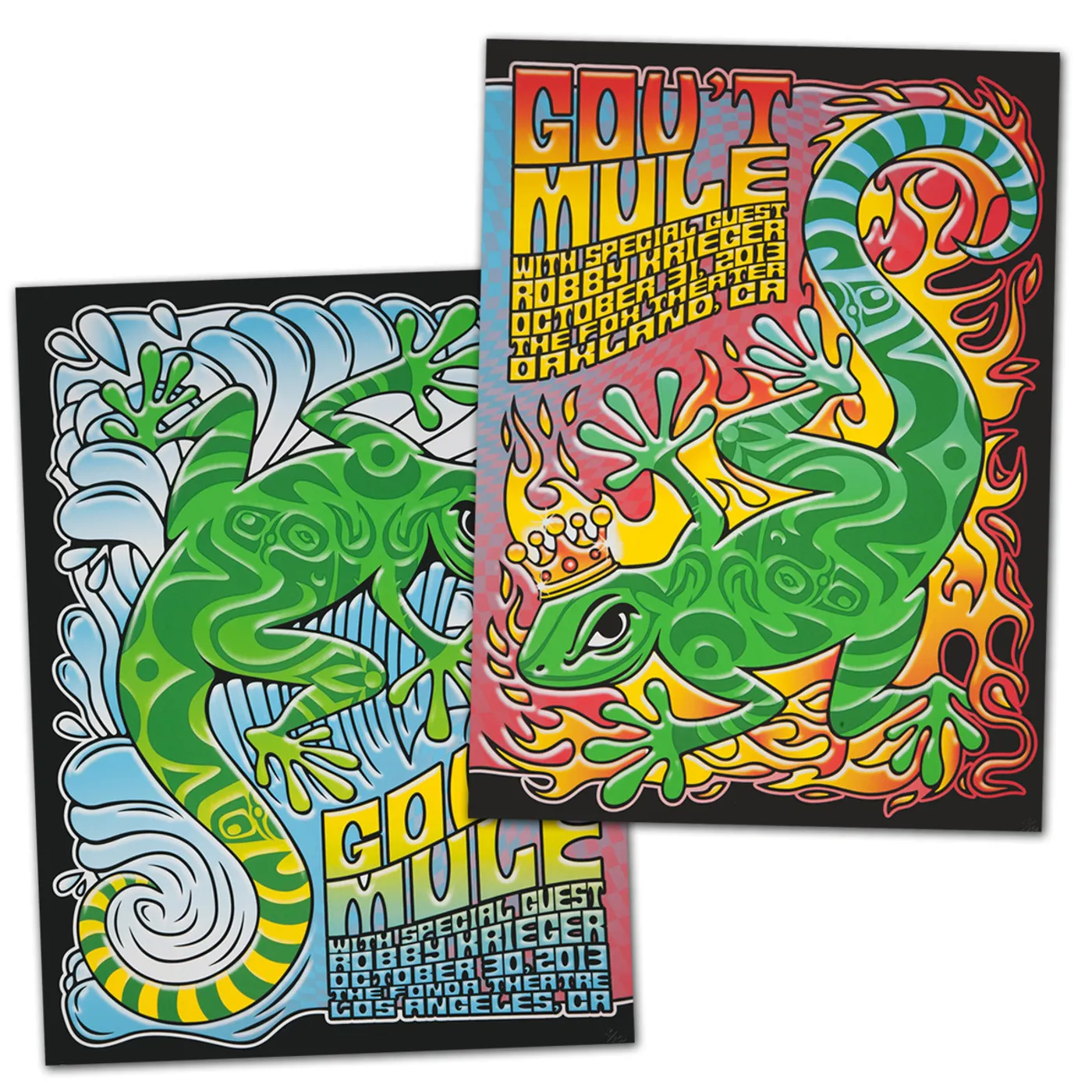 Gov't Mule 2013 Fonda Theatre, Los Angeles, CA and Fox Theatre, Oakland, CA Event Posters Bundle