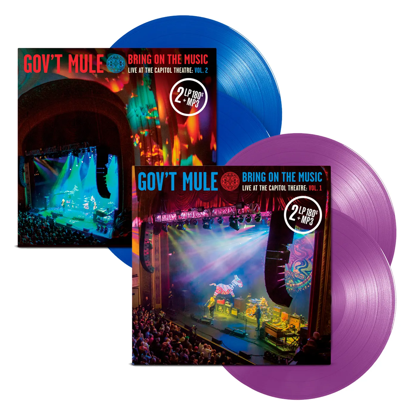 Gov't Mule 4-LP Red & Blue Splatter Vinyl Bundle: Bring On The Music / Live at The Capitol Theatre