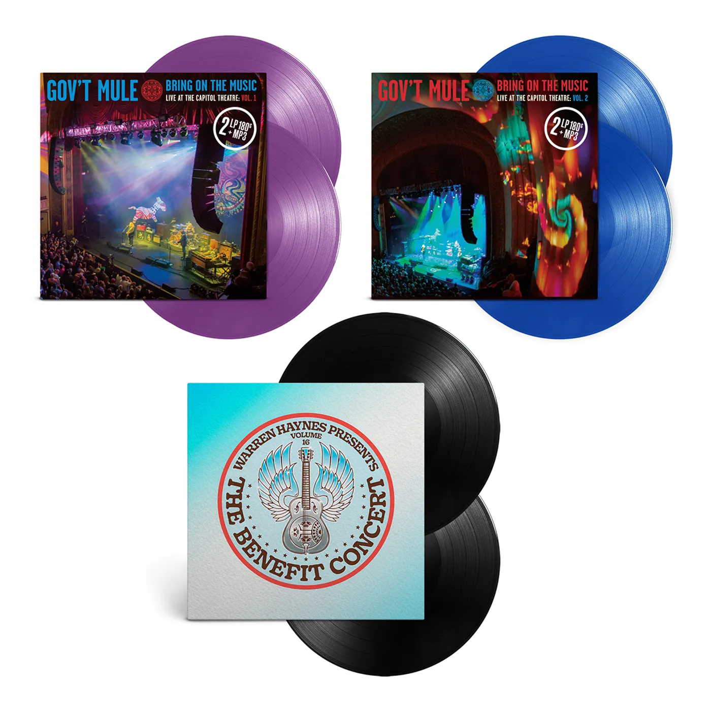 Gov't Mule Vinyl Bundle:  BOTM Vol. 1 and 2 & Benefit Concert